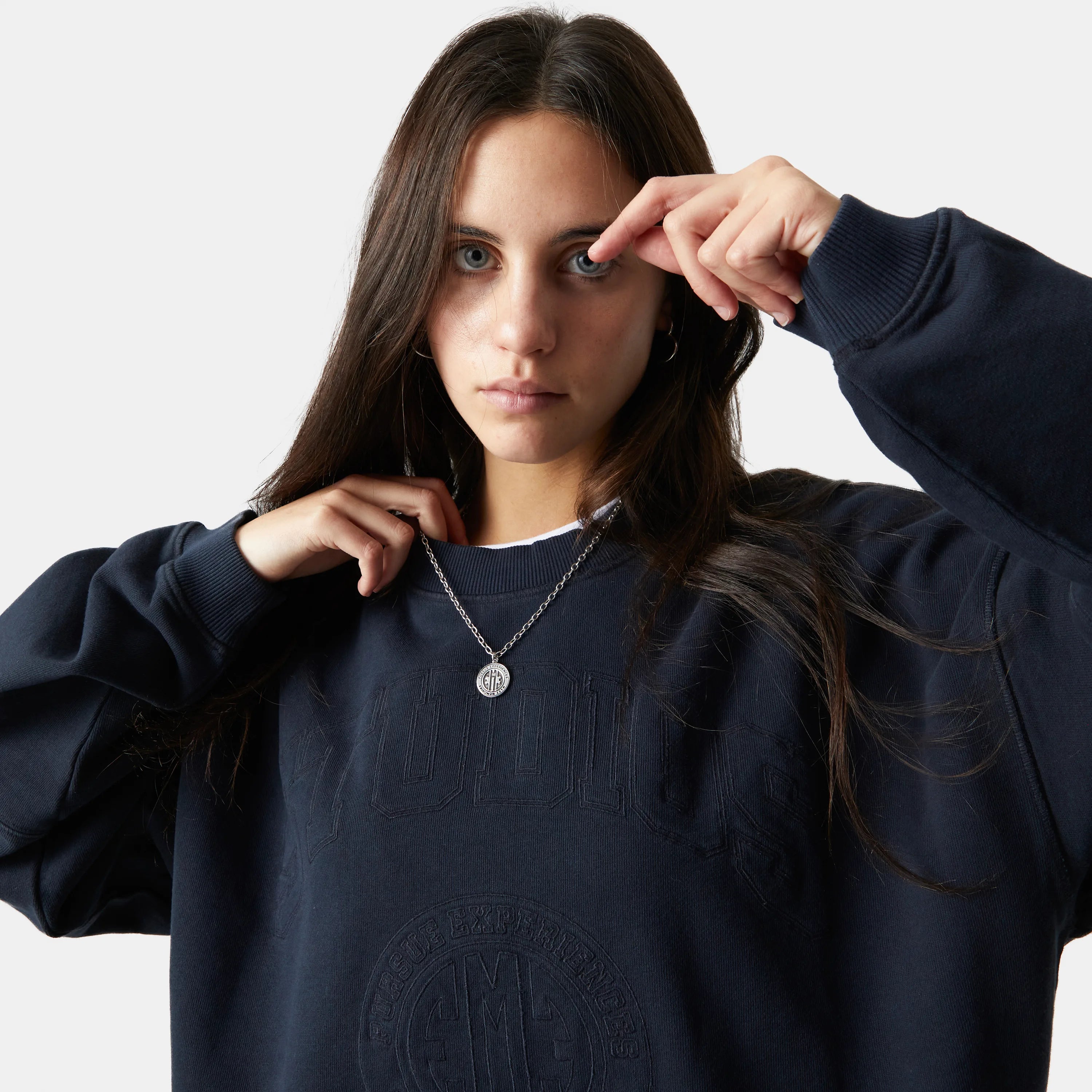 Streak Navy Oversized Crewneck Crewneck eme   