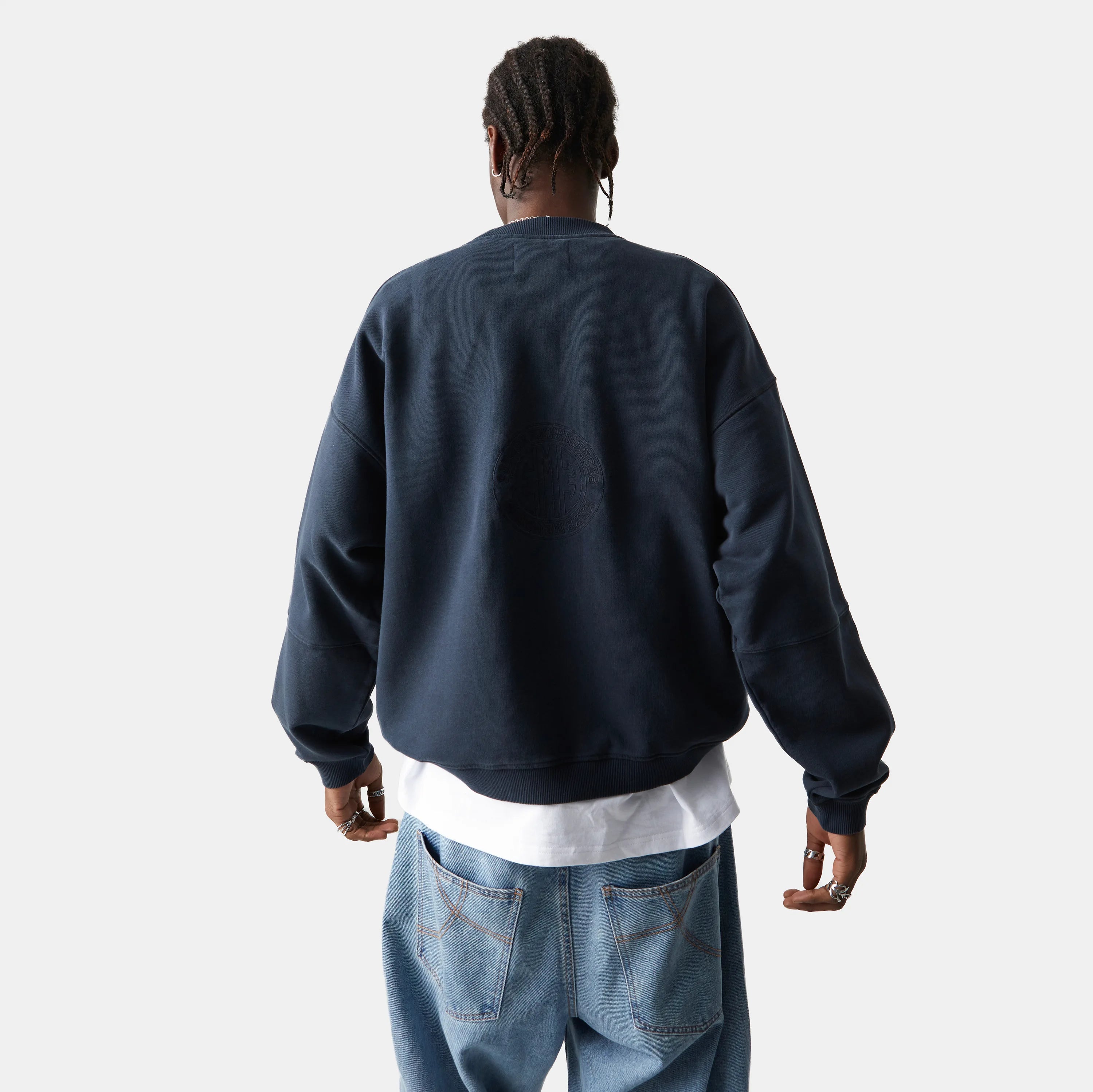 Streak Navy Oversized Crewneck Crewneck eme   