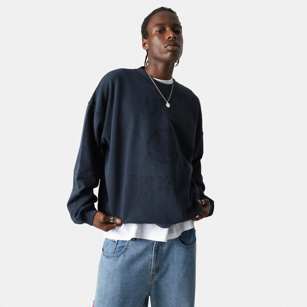 Streak Navy Oversized Crewneck Crewneck eme   