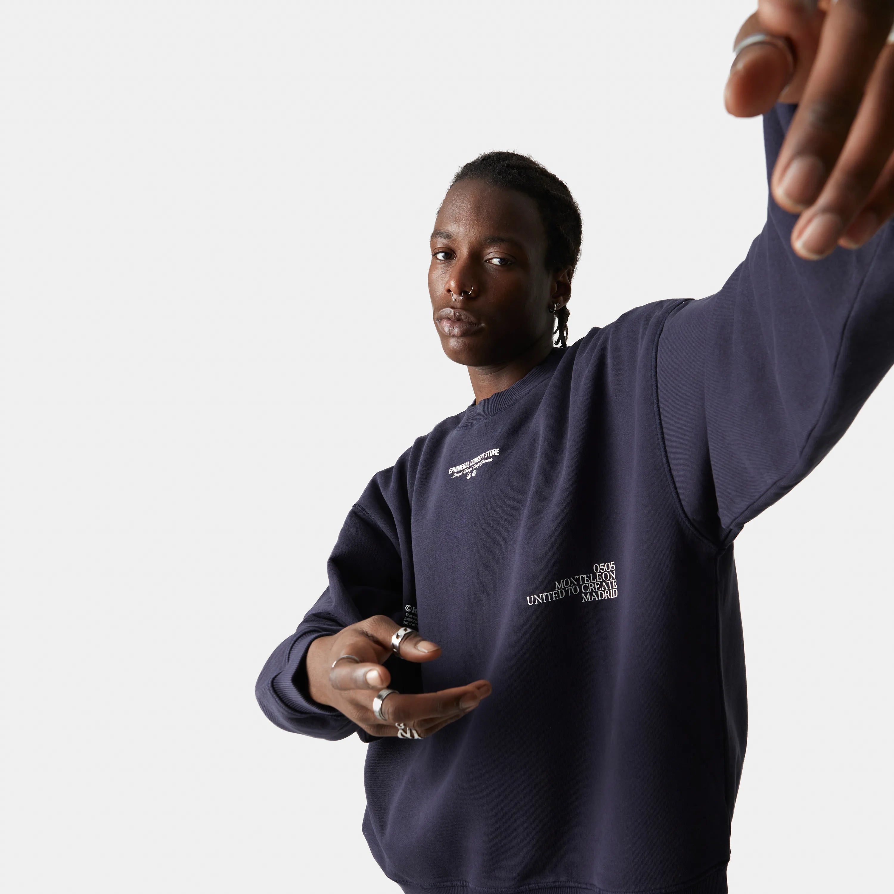 Phantom Navy Oversized Mockneck Crewneck eme   