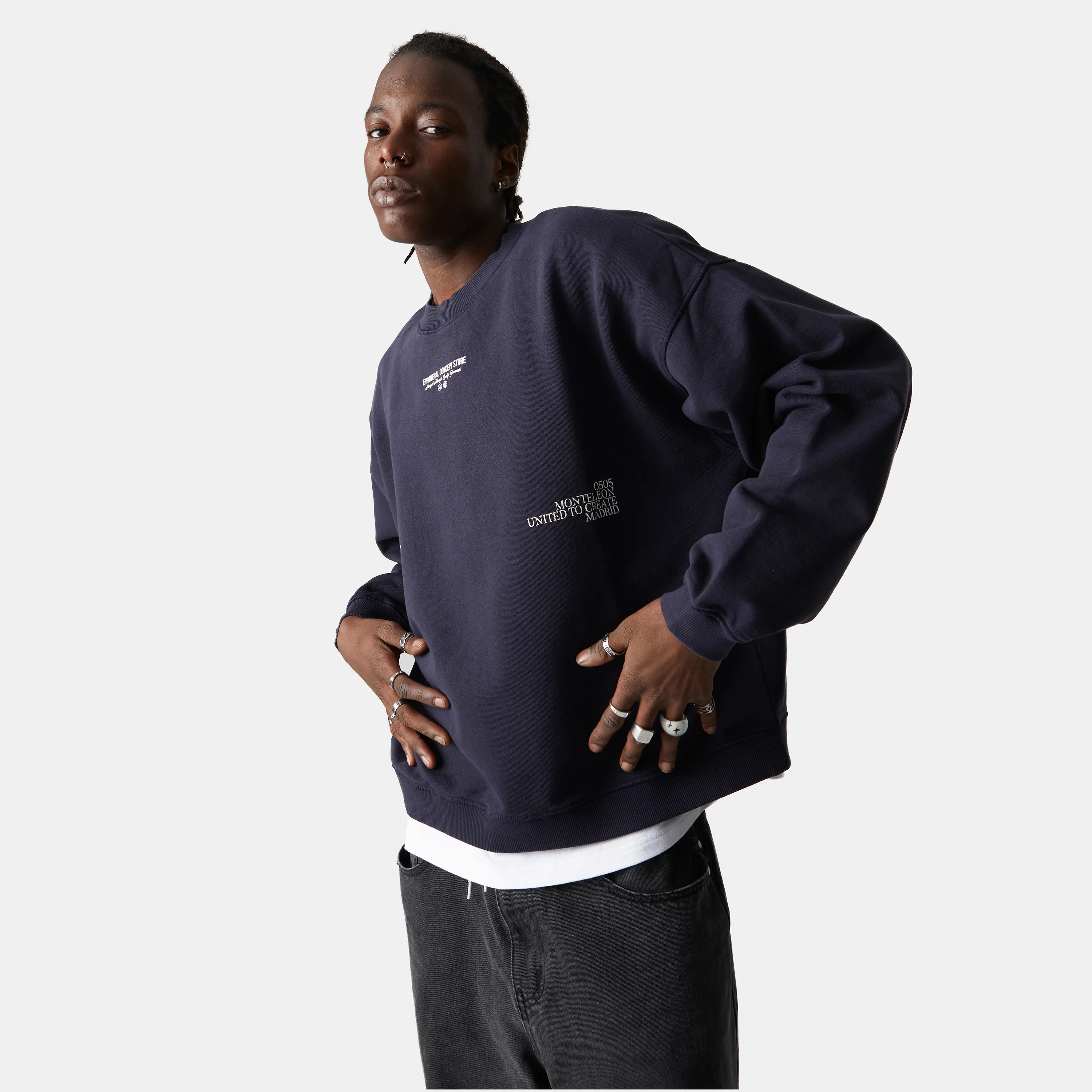 Phantom Navy Oversized Mockneck Crewneck eme   