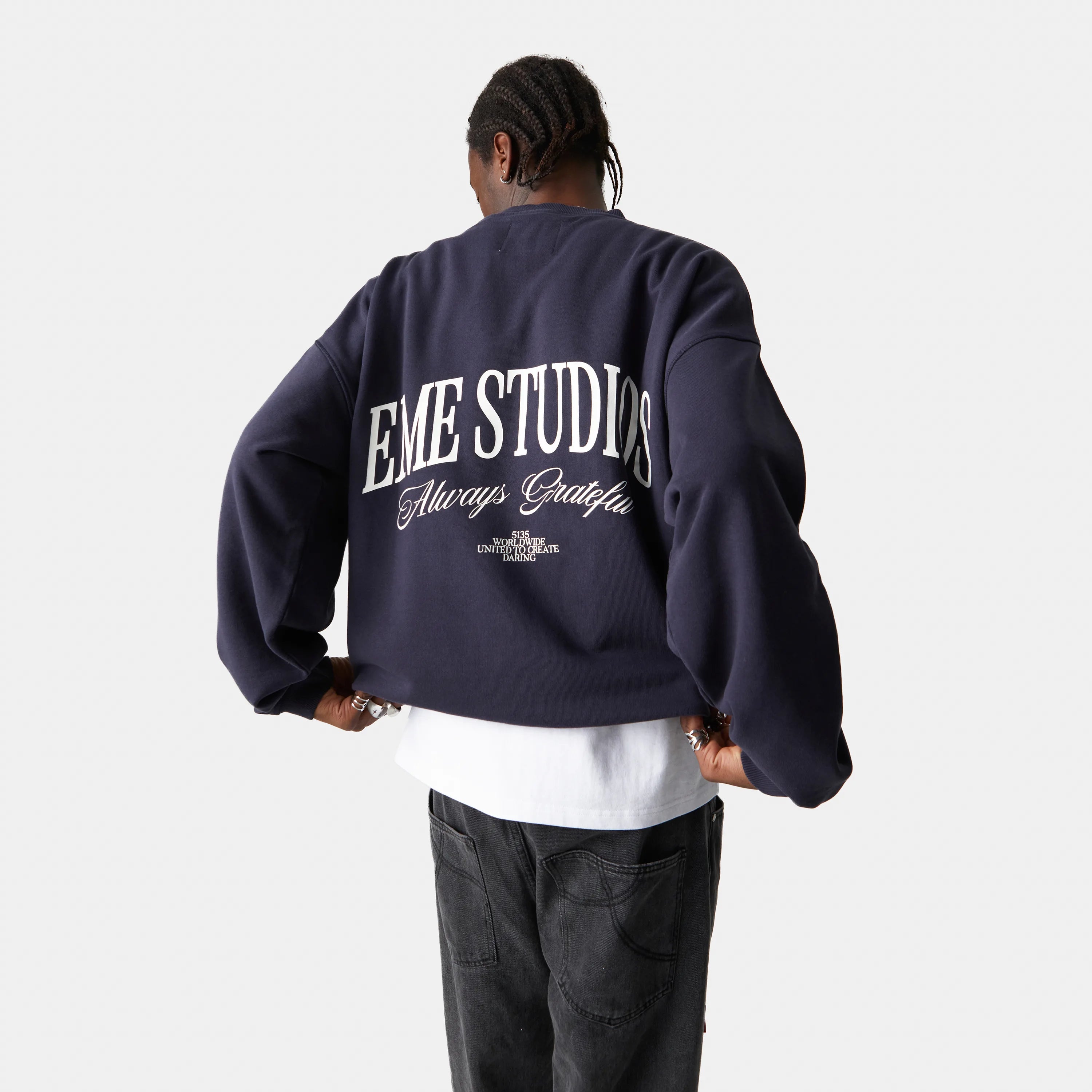 Phantom Navy Oversized Mockneck Crewneck eme   