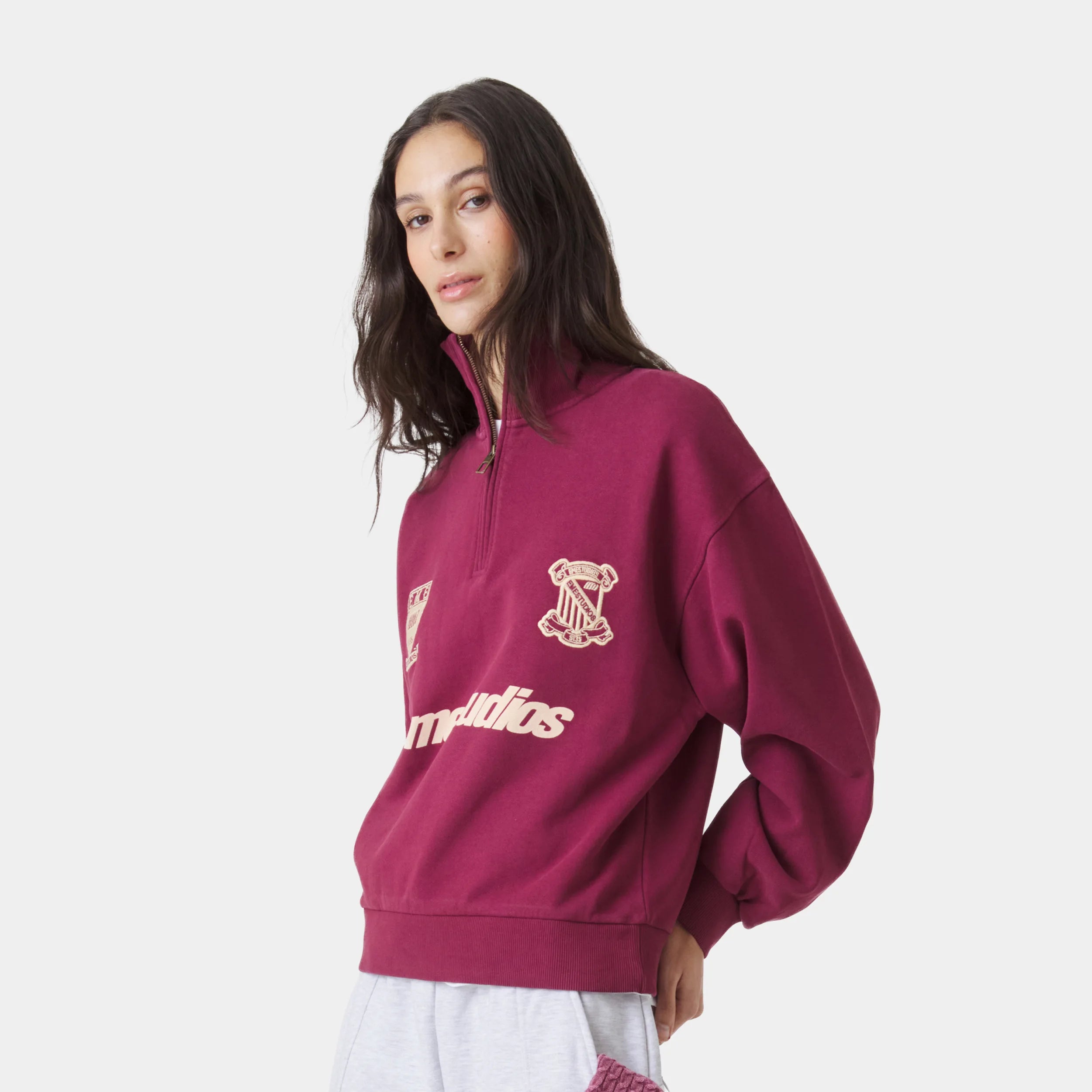 Peak Burgundy Half Zip Sweatshirts Eme Studios