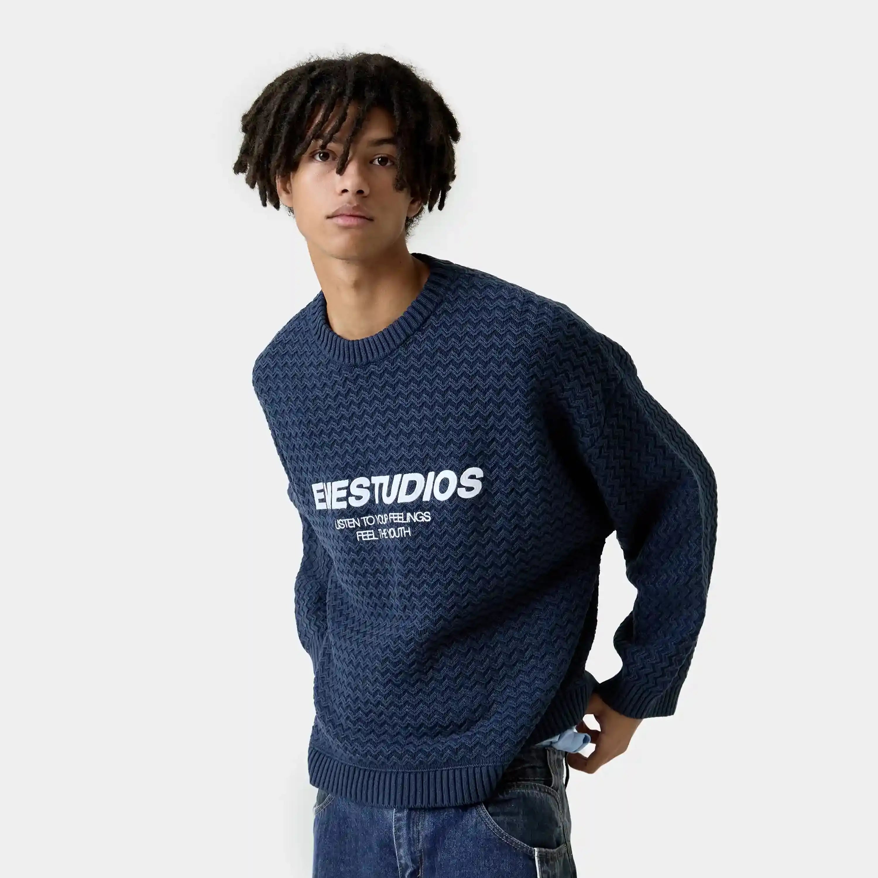 Thesis Navy Knit Sweater Knitwear Eme Studios