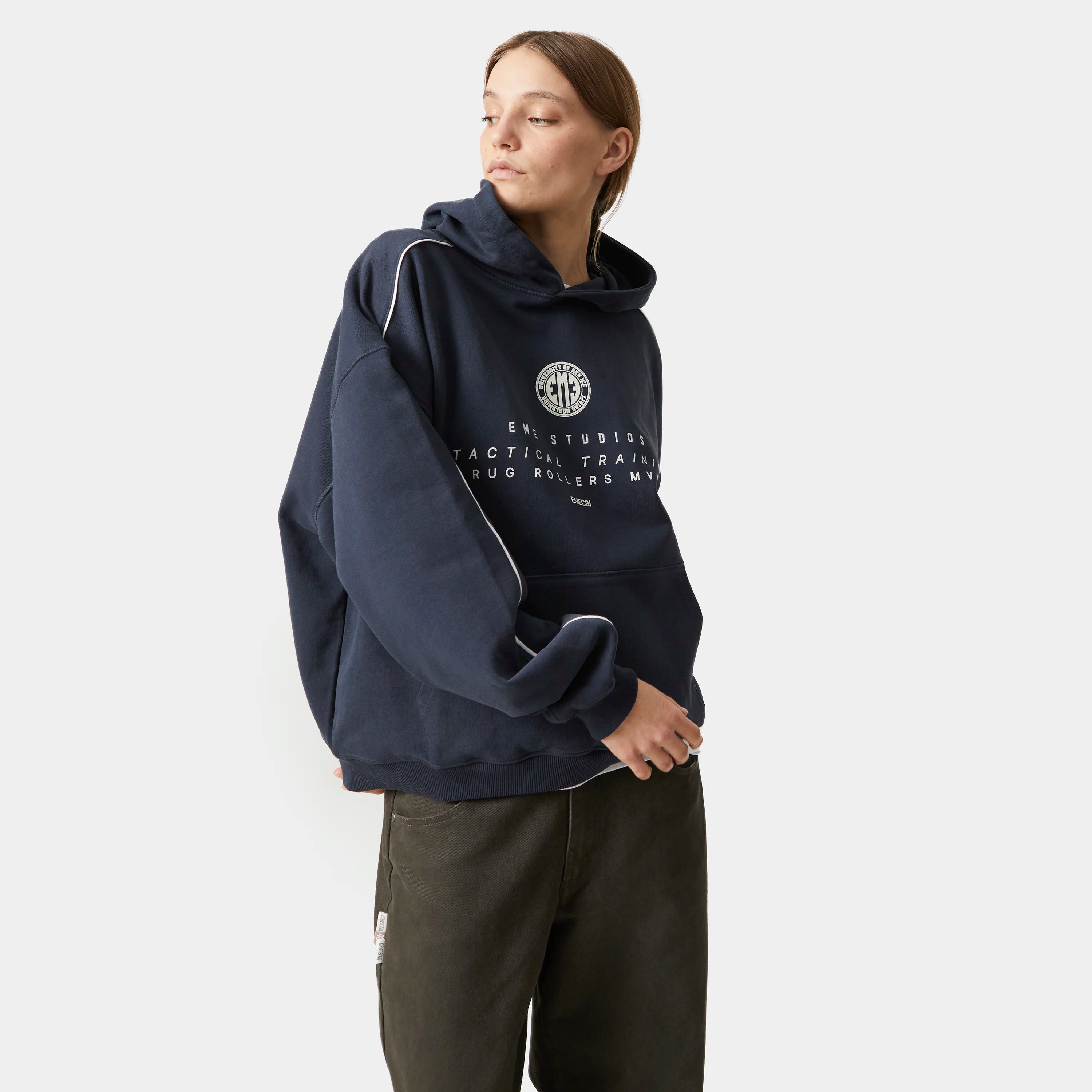 Fraser Navy Oversized Hoodie Hoodie eme   