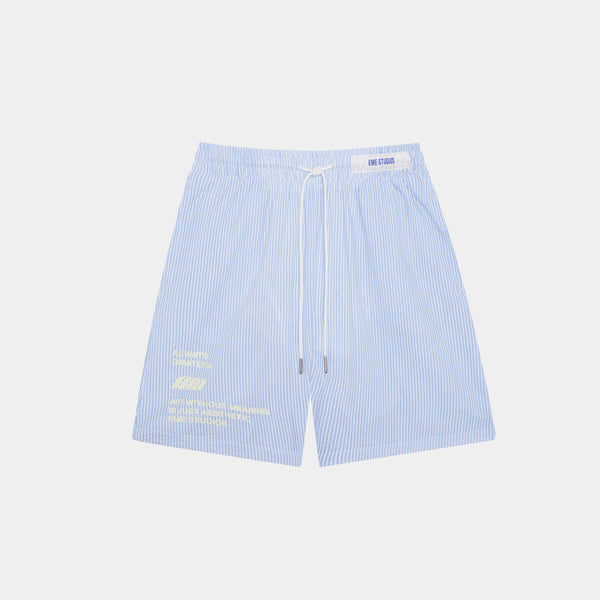 Seersucker Shorts White And Blue Pants eme   