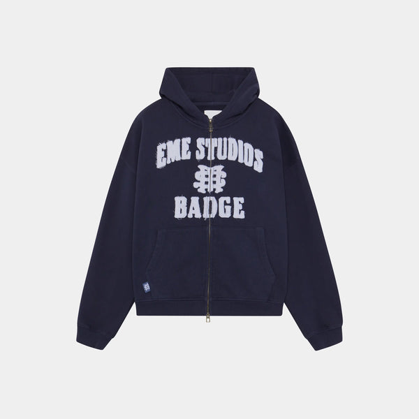 Badge Navy Full Zip Hoodie eme