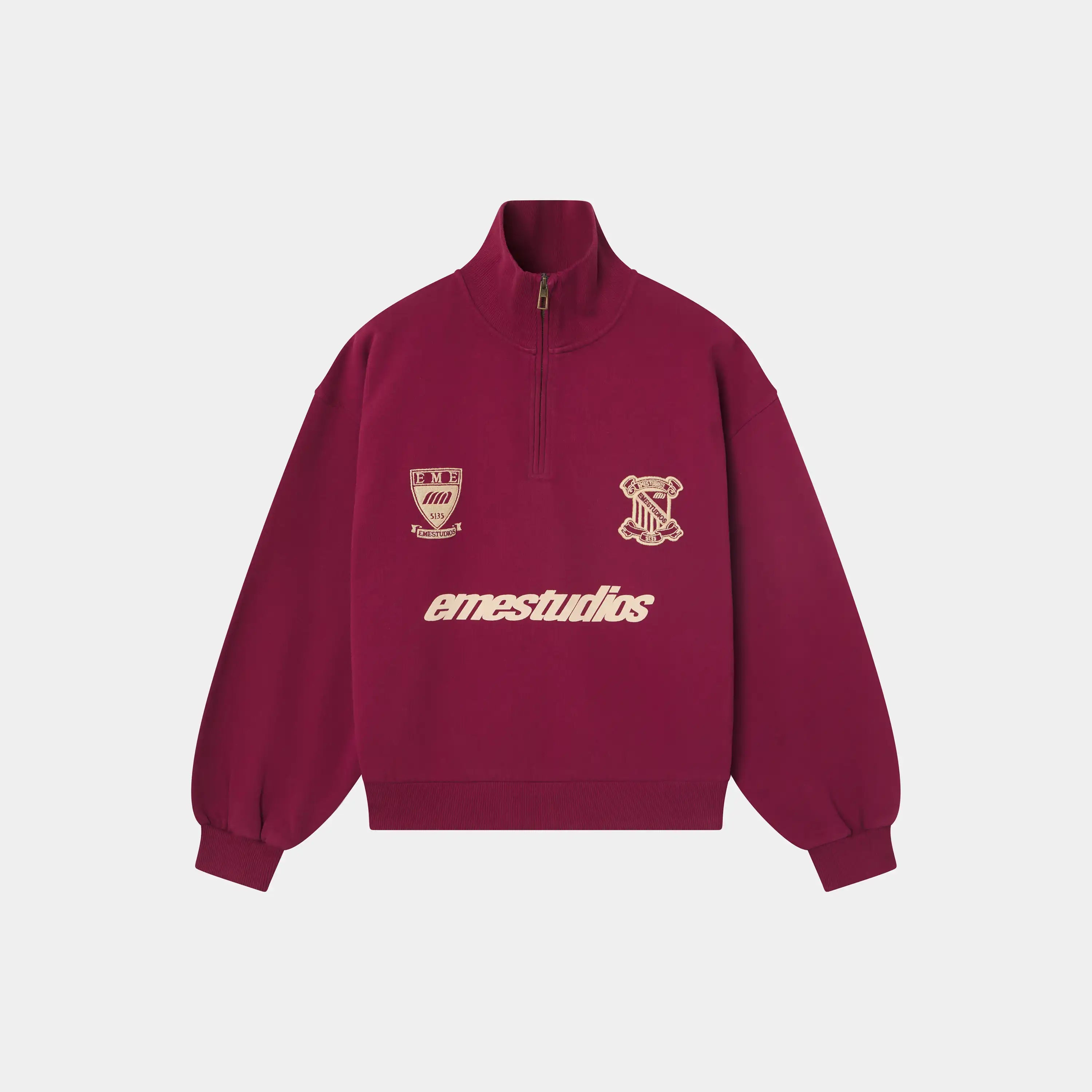 Peak Burgundy Half Zip Sweatshirts Eme Studios
