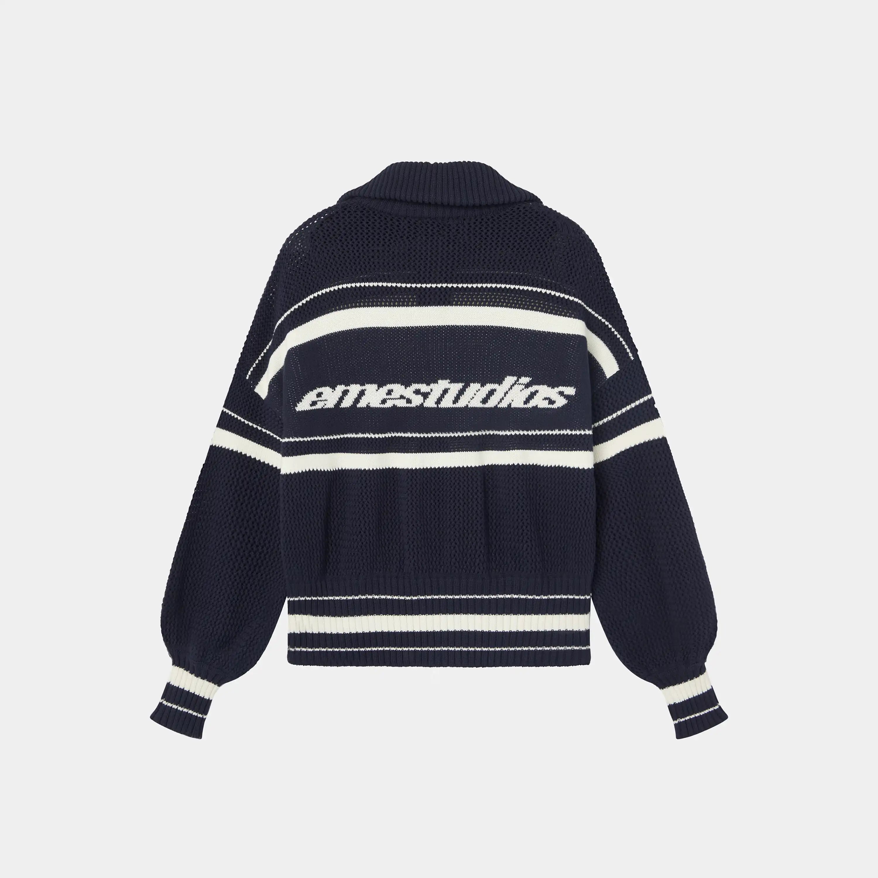 Unit Knited Navy Full Zip Knitwear Eme Studios