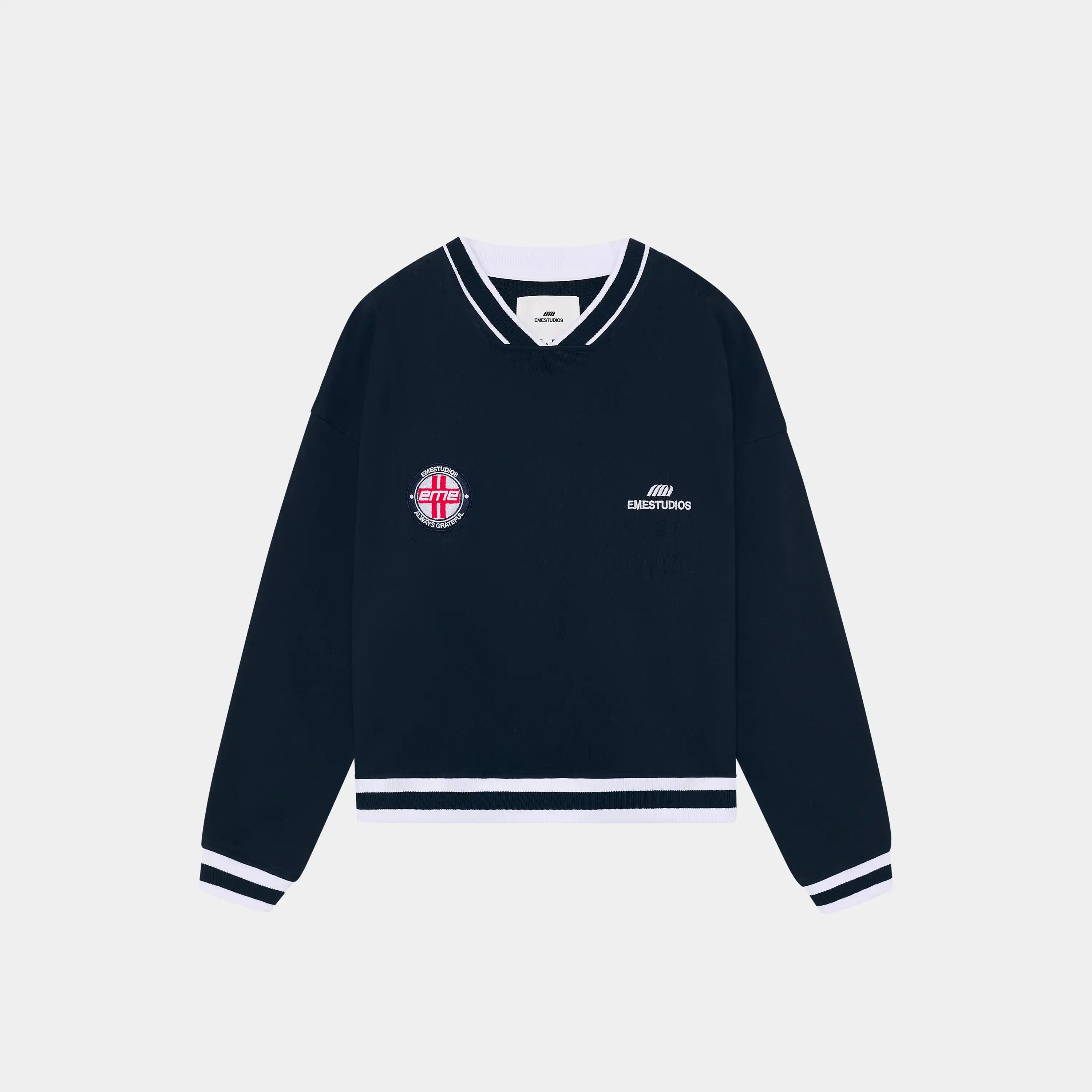 Academy Navy Oversized Crewneck Sweatshirts Eme Studios