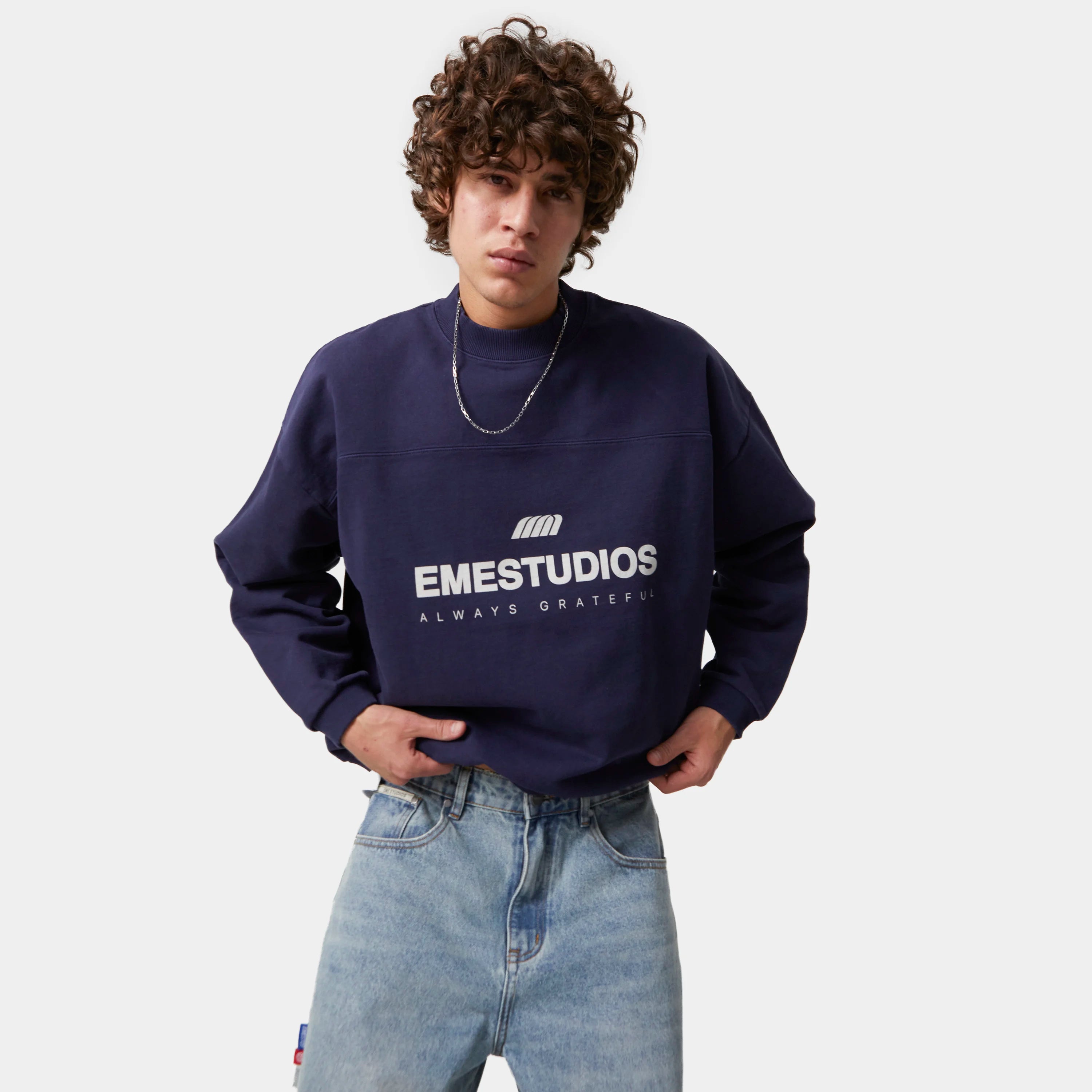 Hallmark Navy Oversized Crewneck Crewneck eme   