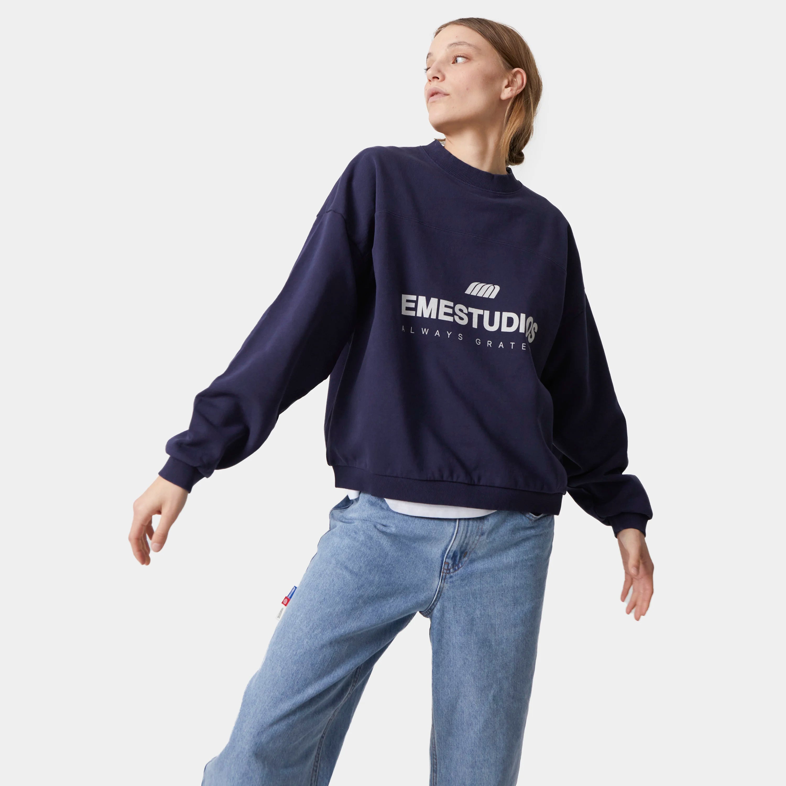 Hallmark Navy Oversized Crewneck Crewneck eme   