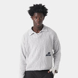 Kiff Polo Grey Knit Distressed Knitwear eme