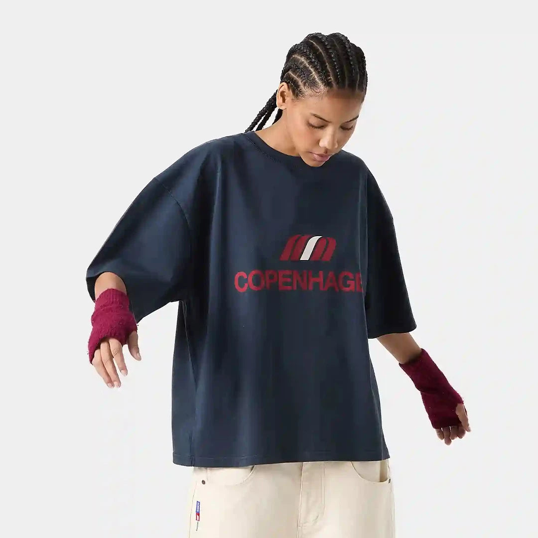 Flag CPH Navy Cropped Tee