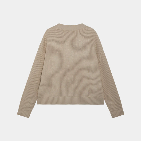 Lesh Off Sand Rib Cardigan Knit eme   