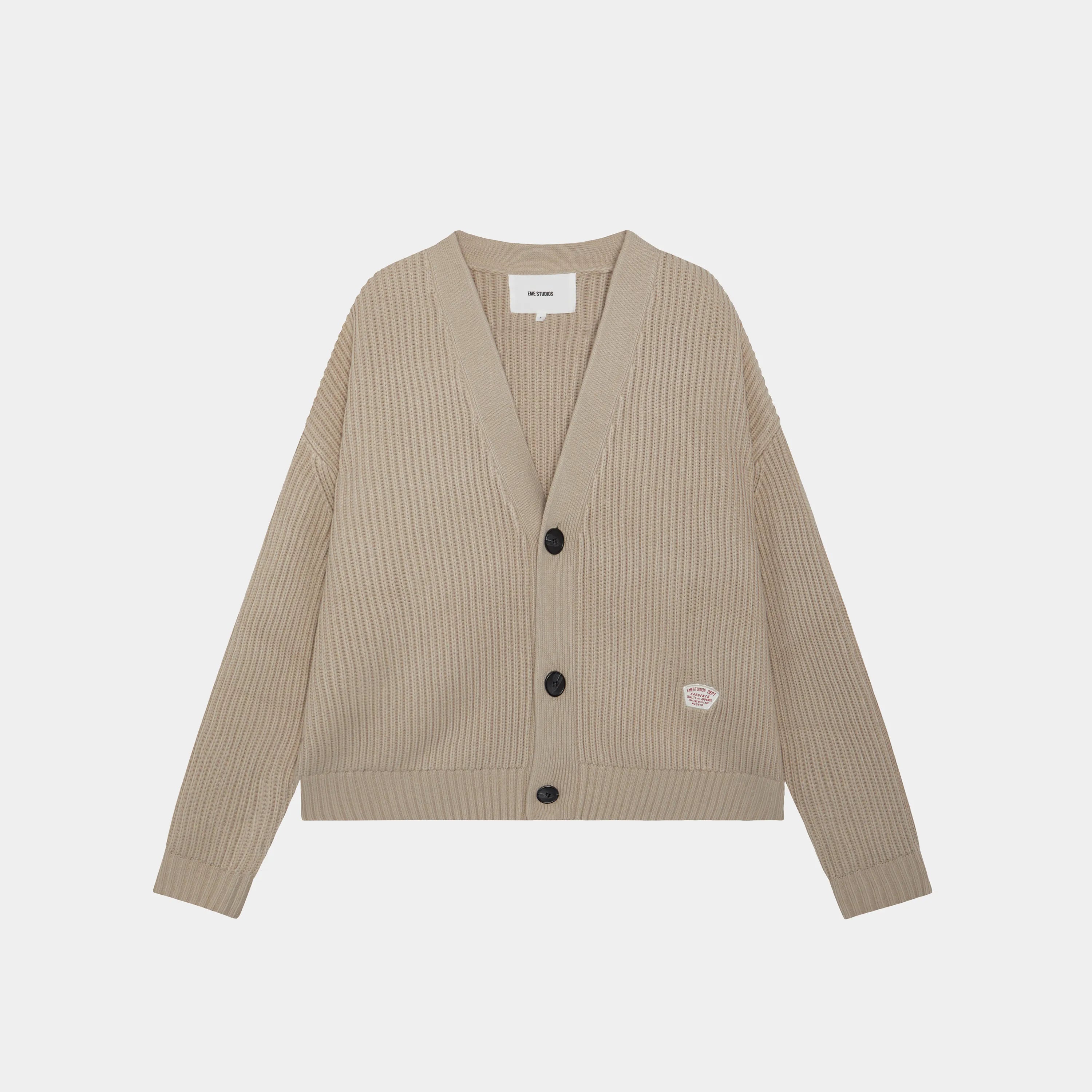 Lesh Off Sand Rib Cardigan Knit eme