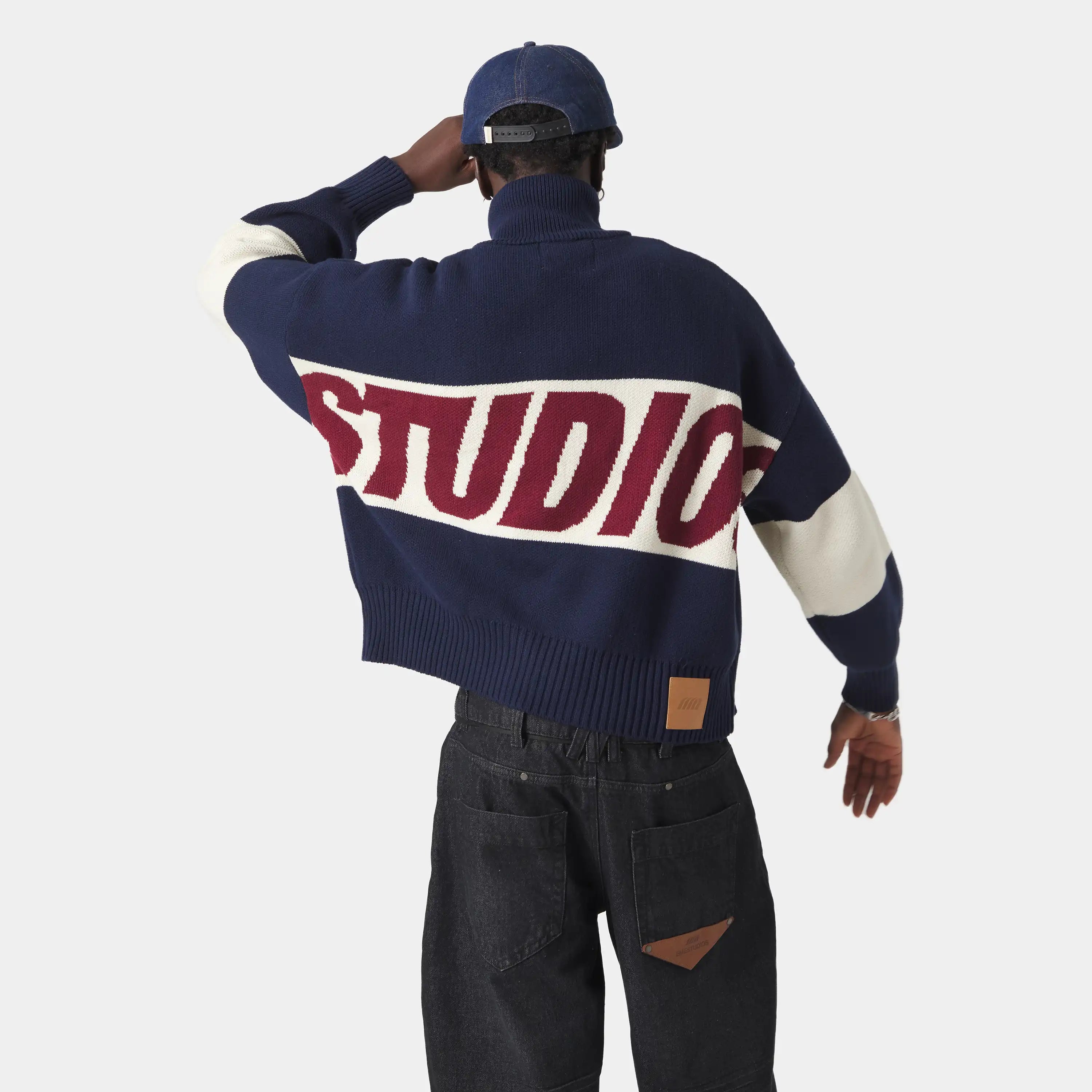 Thrill Navy Zipper Knit - Eme Studios Thrill Navy Zipper Knit - Eme Studios