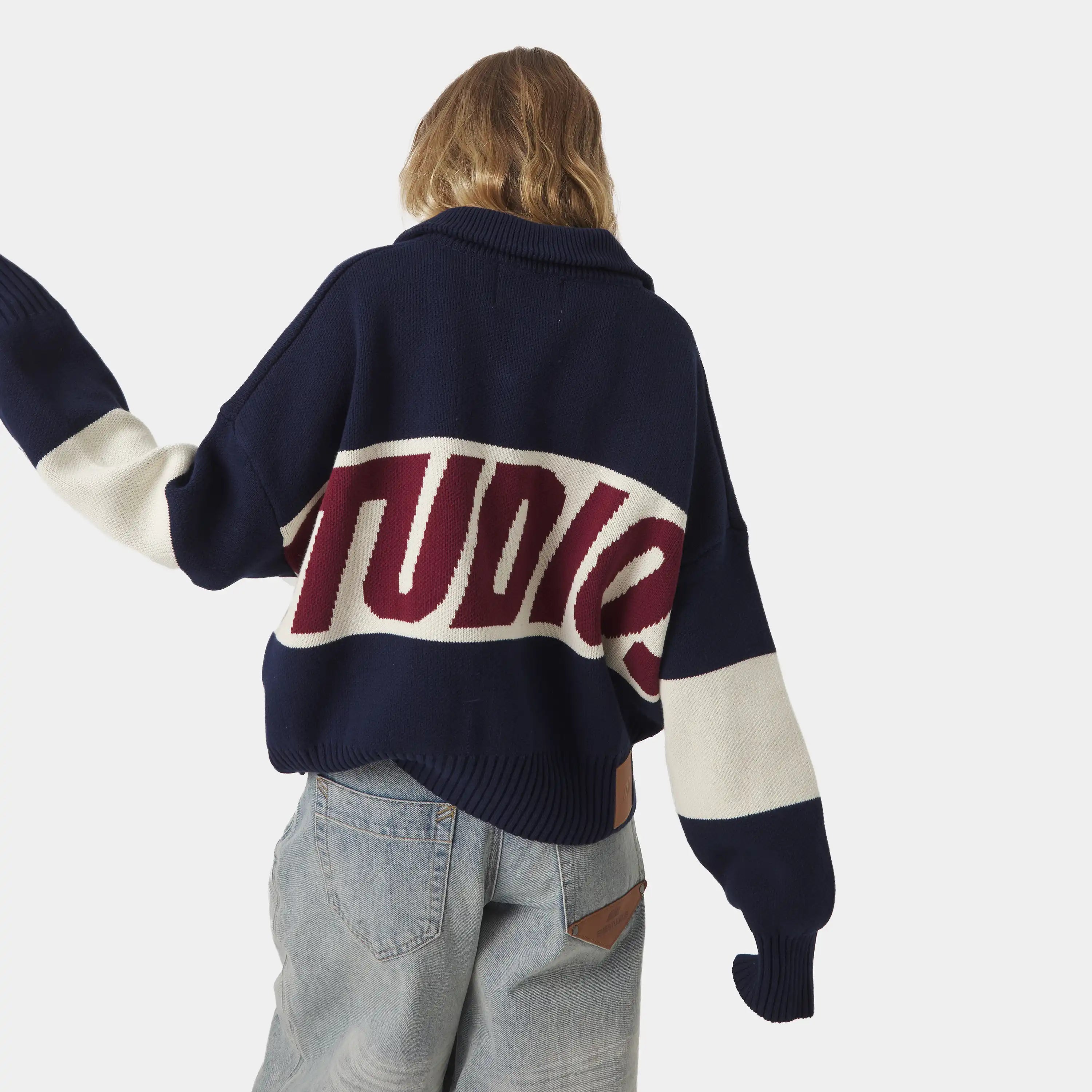 Thrill Navy Zipper Knit - Eme Studios Thrill Navy Zipper Knit - Eme Studios