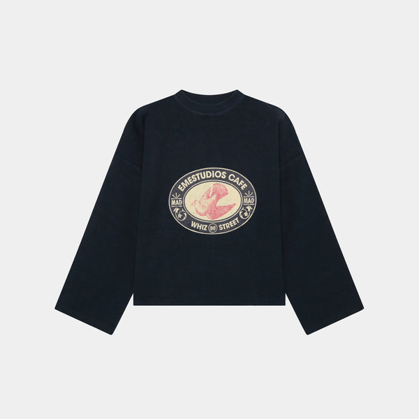 Whiz Cafe Navy Reverse Crewneck Crewneck eme