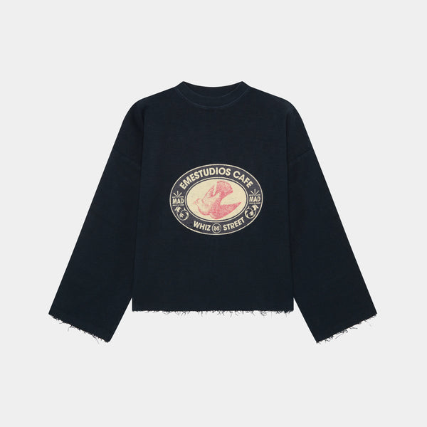 Whiz Cafe Navy Reverse Crewneck Crewneck eme   