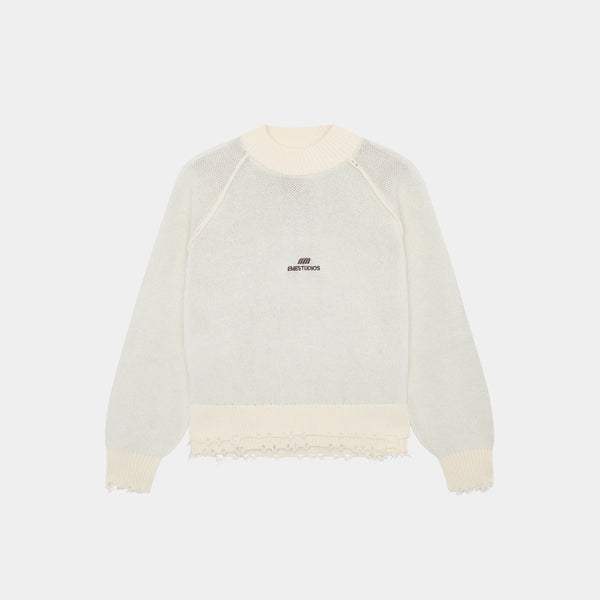 Fray Off Sand Knit Sweater Knit eme