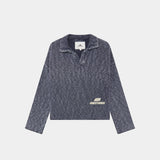 Kiff Polo Navy Knit Distressed Knitwear eme