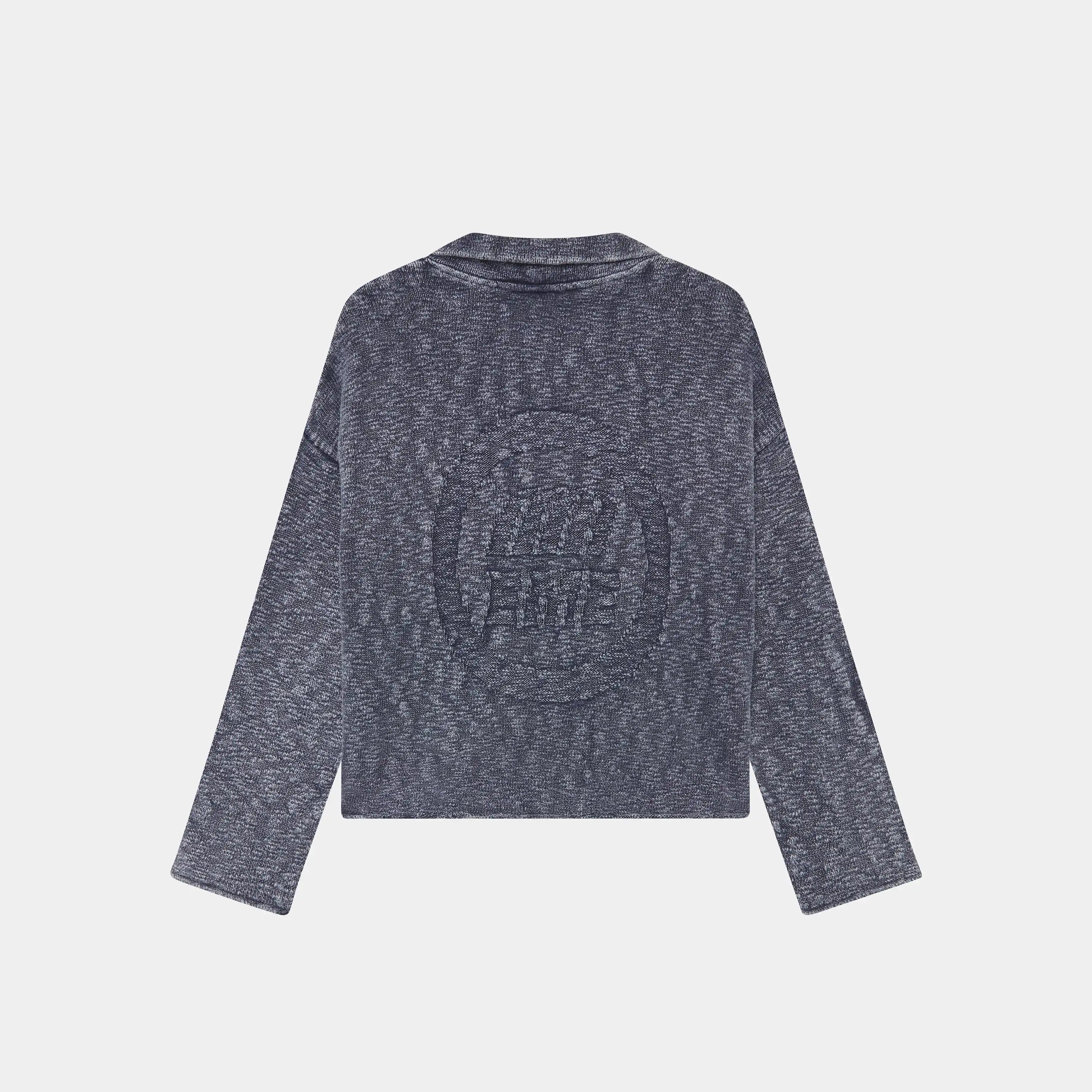 Kiff Polo Navy Knit Distressed Knitwear eme