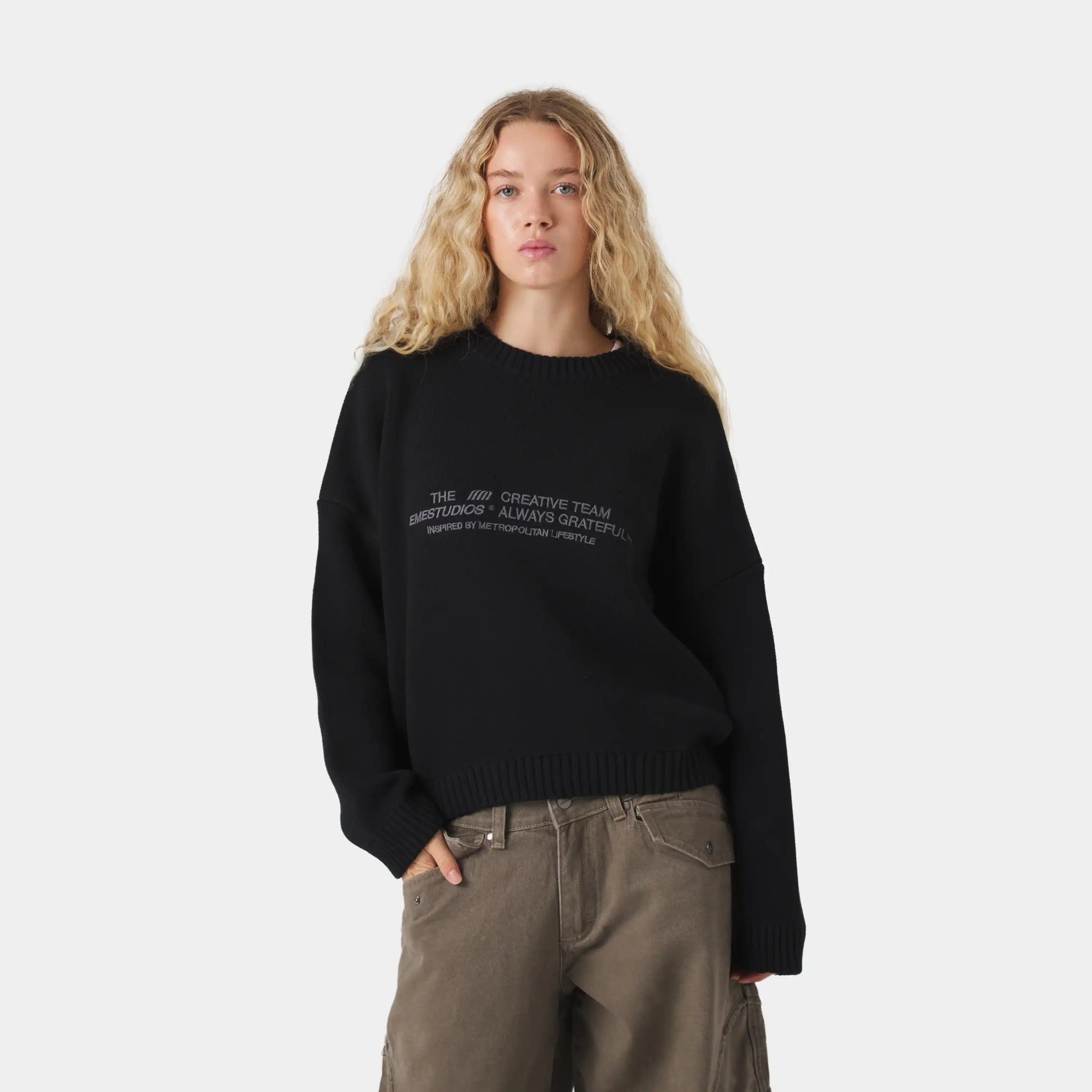 Metro Black Knit Sweater Knitwear Eme Studios