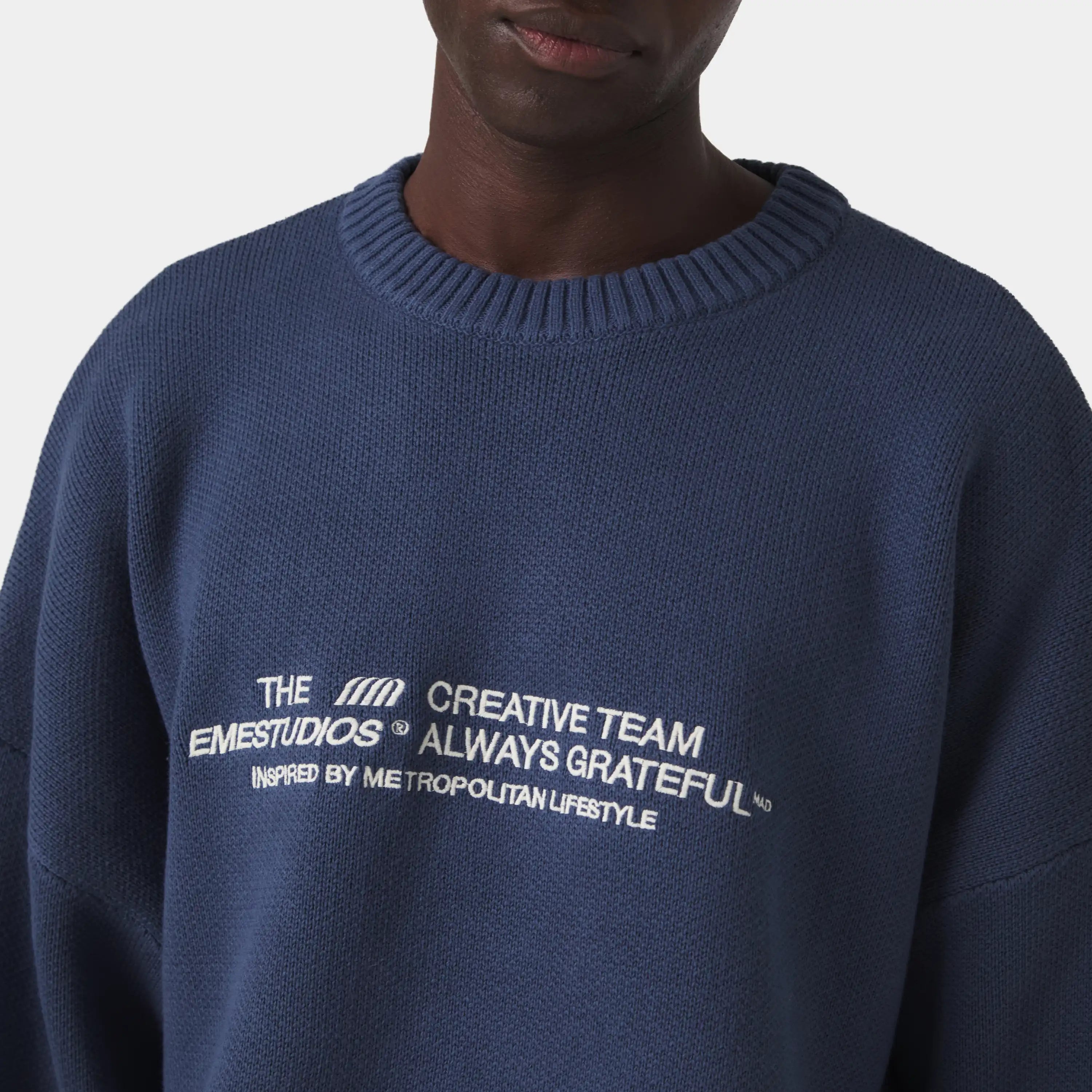 Metro Vintage Indigo Knit Sweater Knitwear Eme Studios