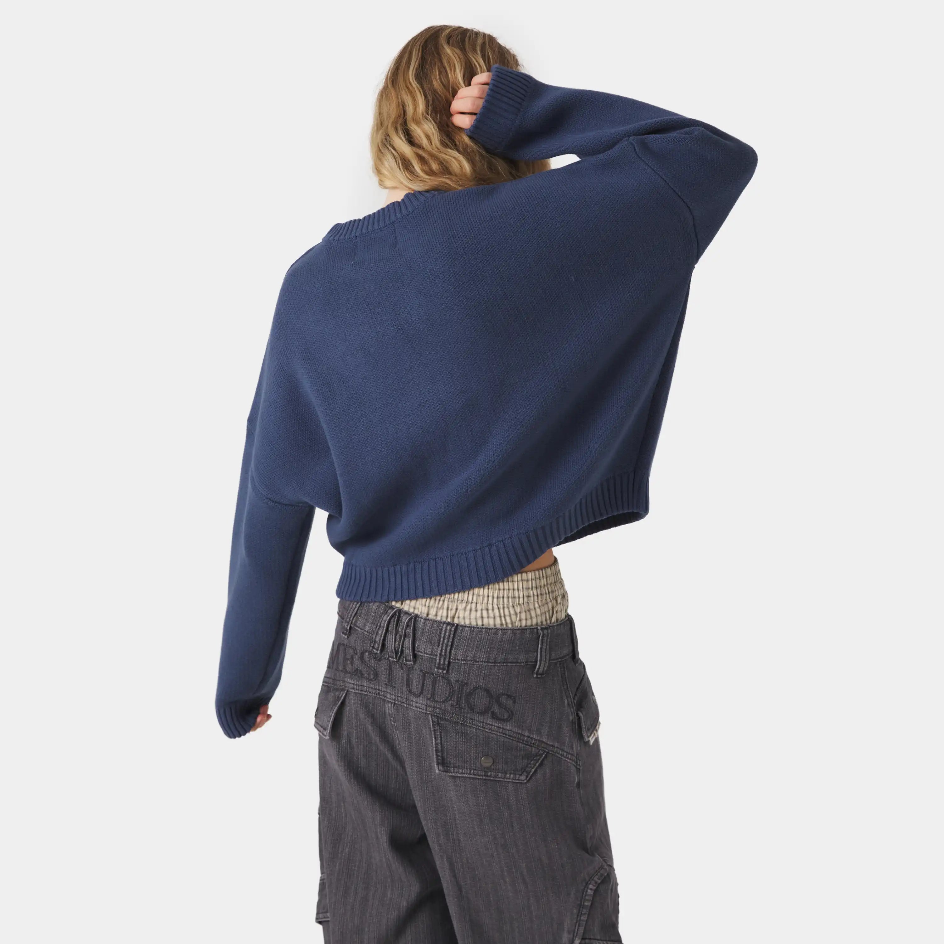 Metro Vintage Indigo Knit Sweater Knitwear Eme Studios