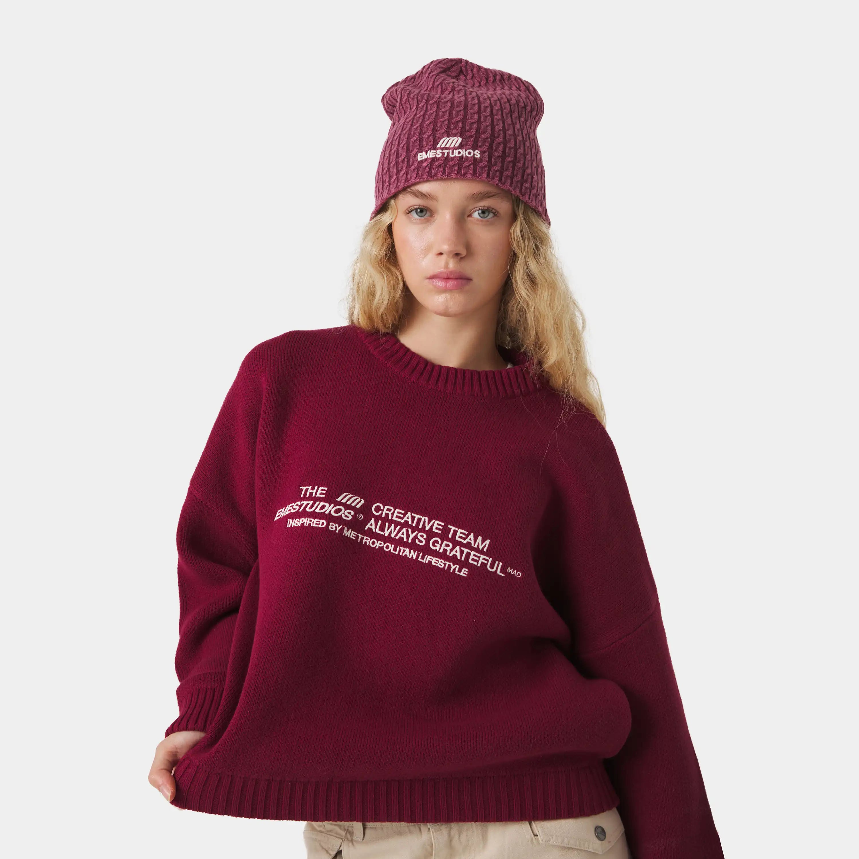 Metro Cabernet Knit Sweater Knitwear Eme Studios