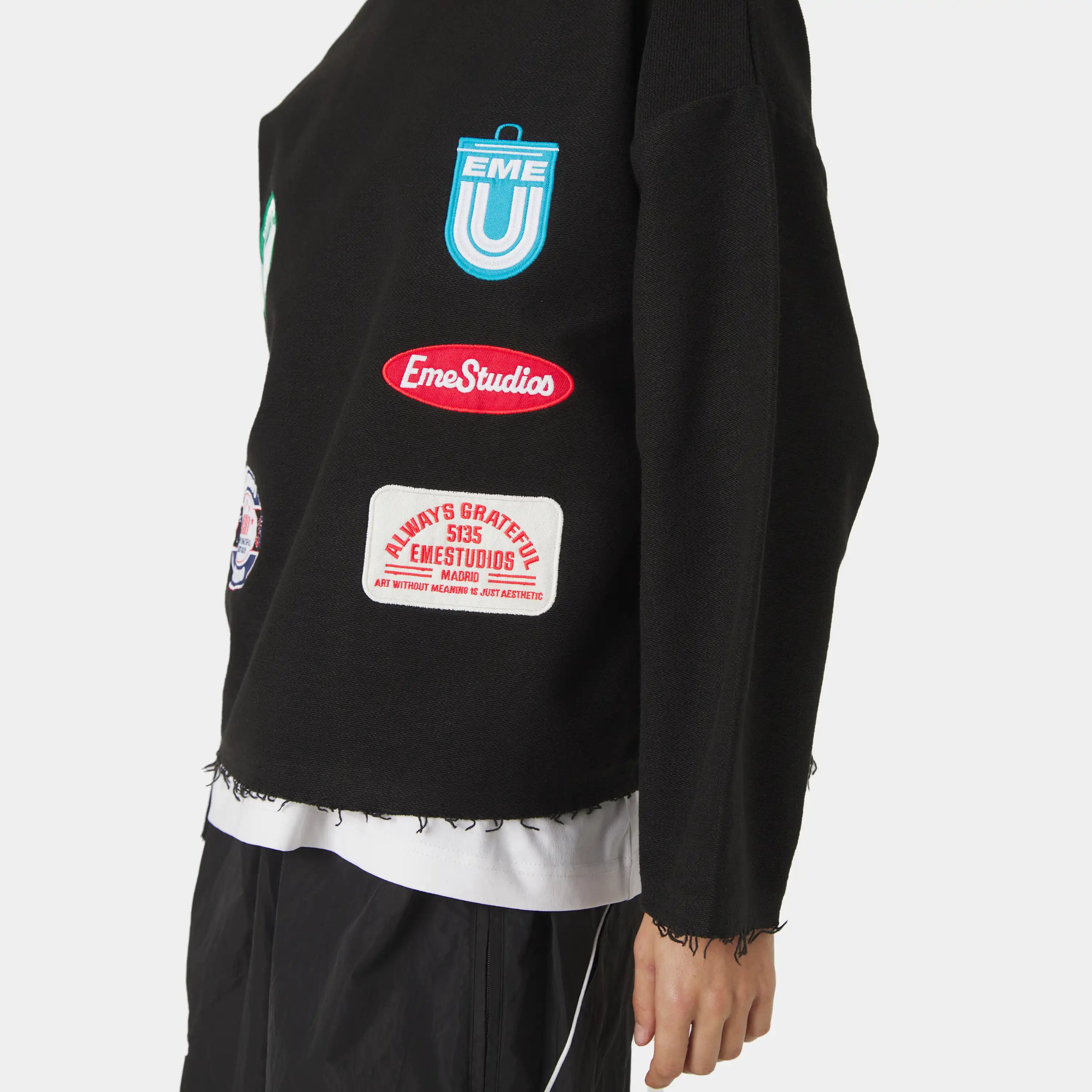 Patches Black Crewneck Sweatshirts Eme Studios