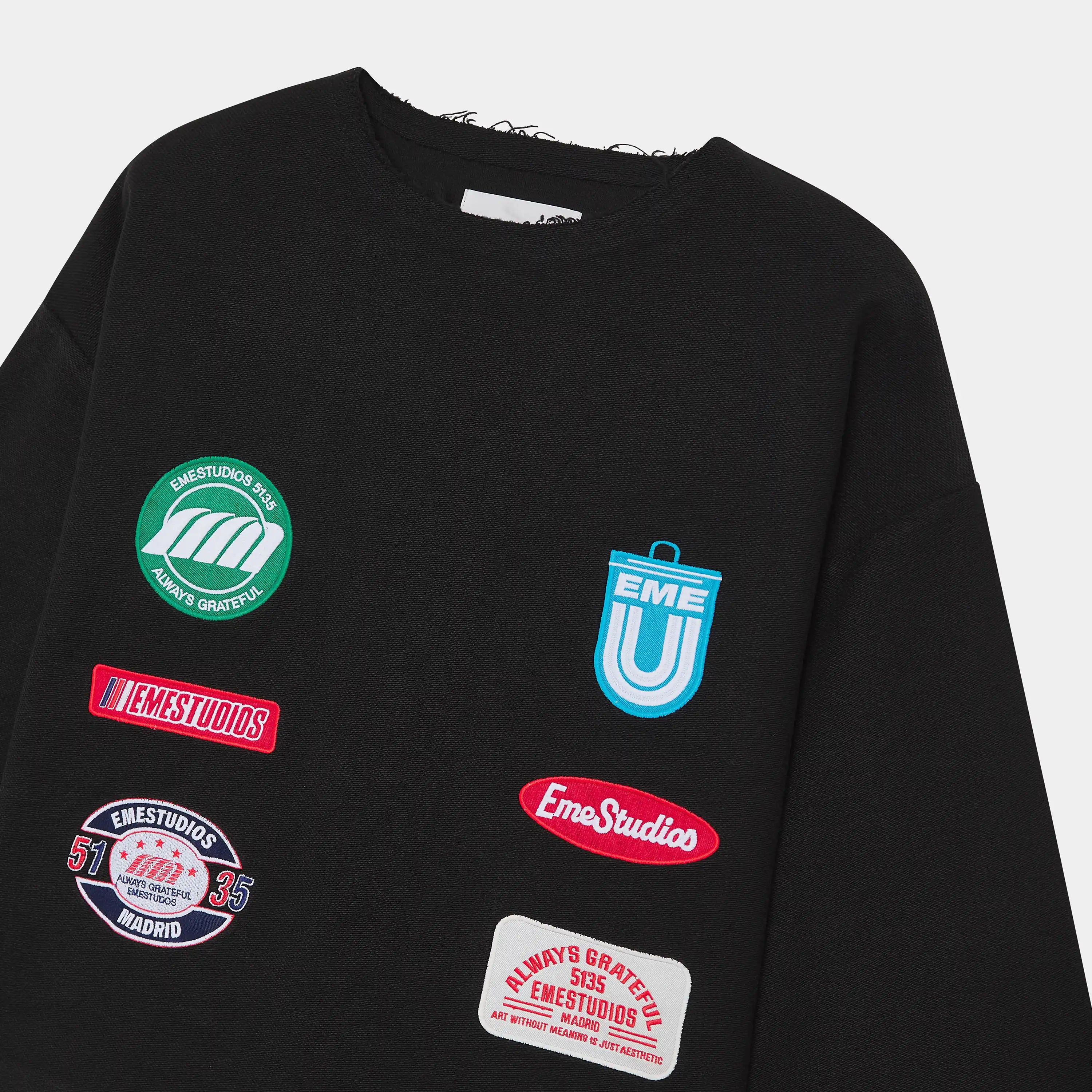 Patches Black Crewneck Sweatshirts Eme Studios