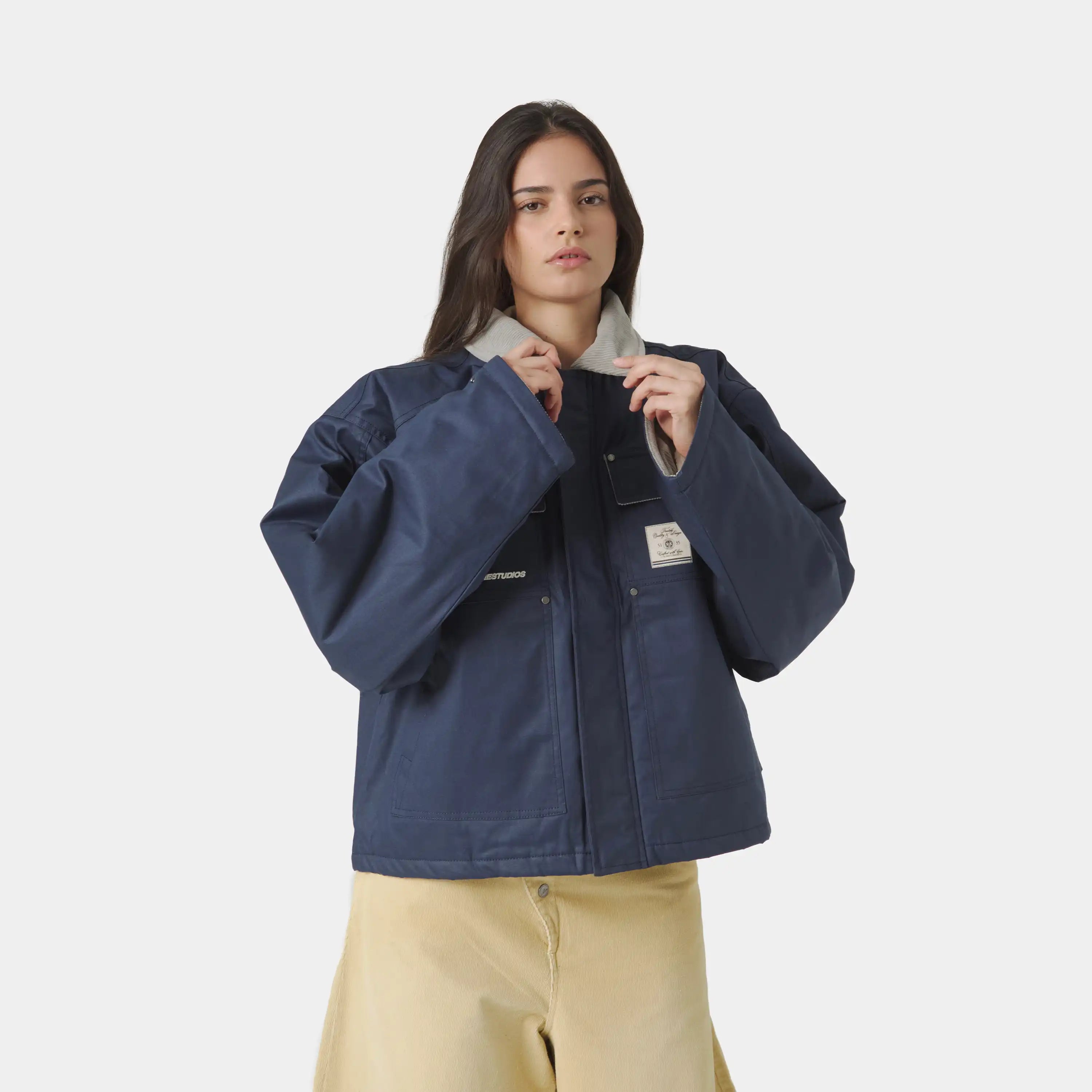 Ethos Navy Boxy Jacket Outerwear eme