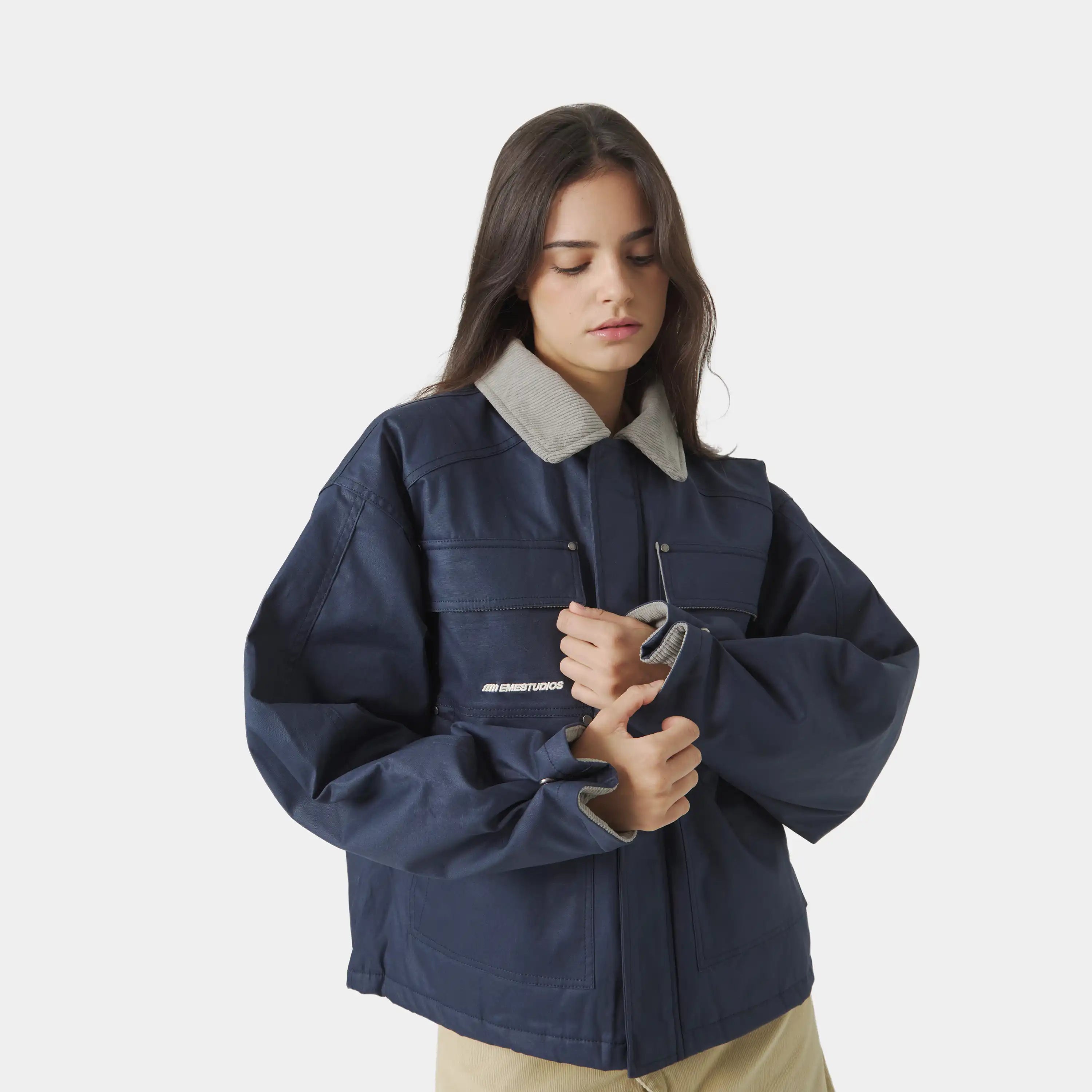 Ethos Navy Boxy Jacket Outerwear eme
