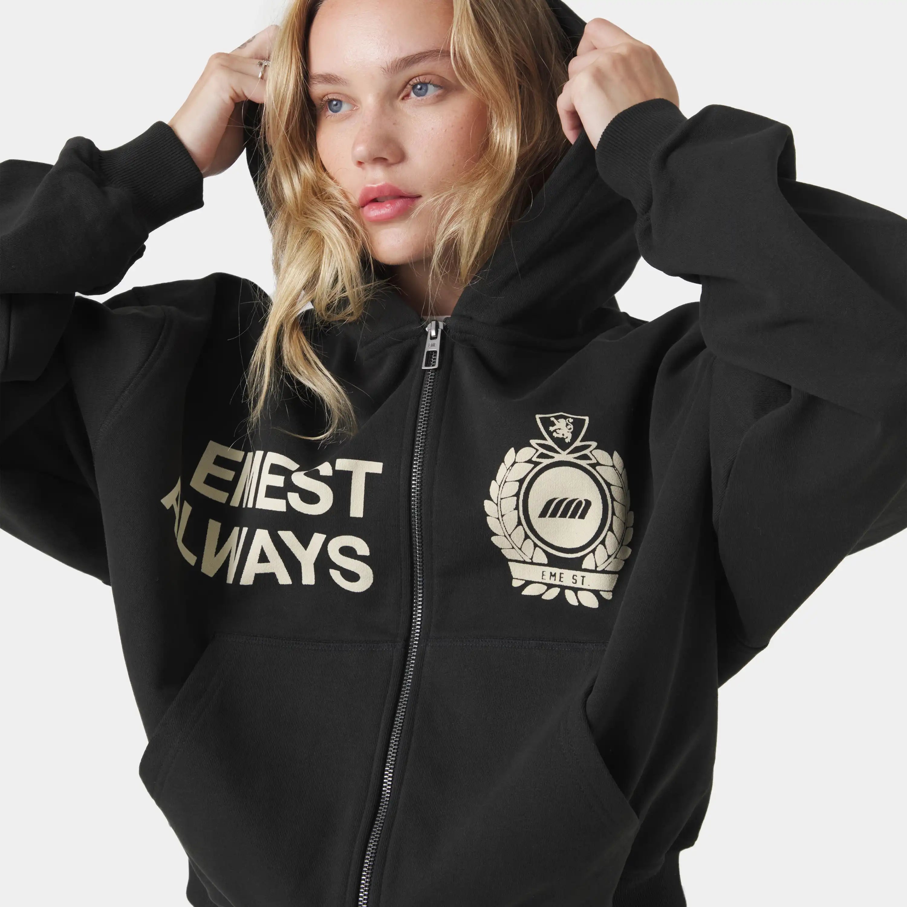Slice Black Full Zip Hoodies Eme Studios