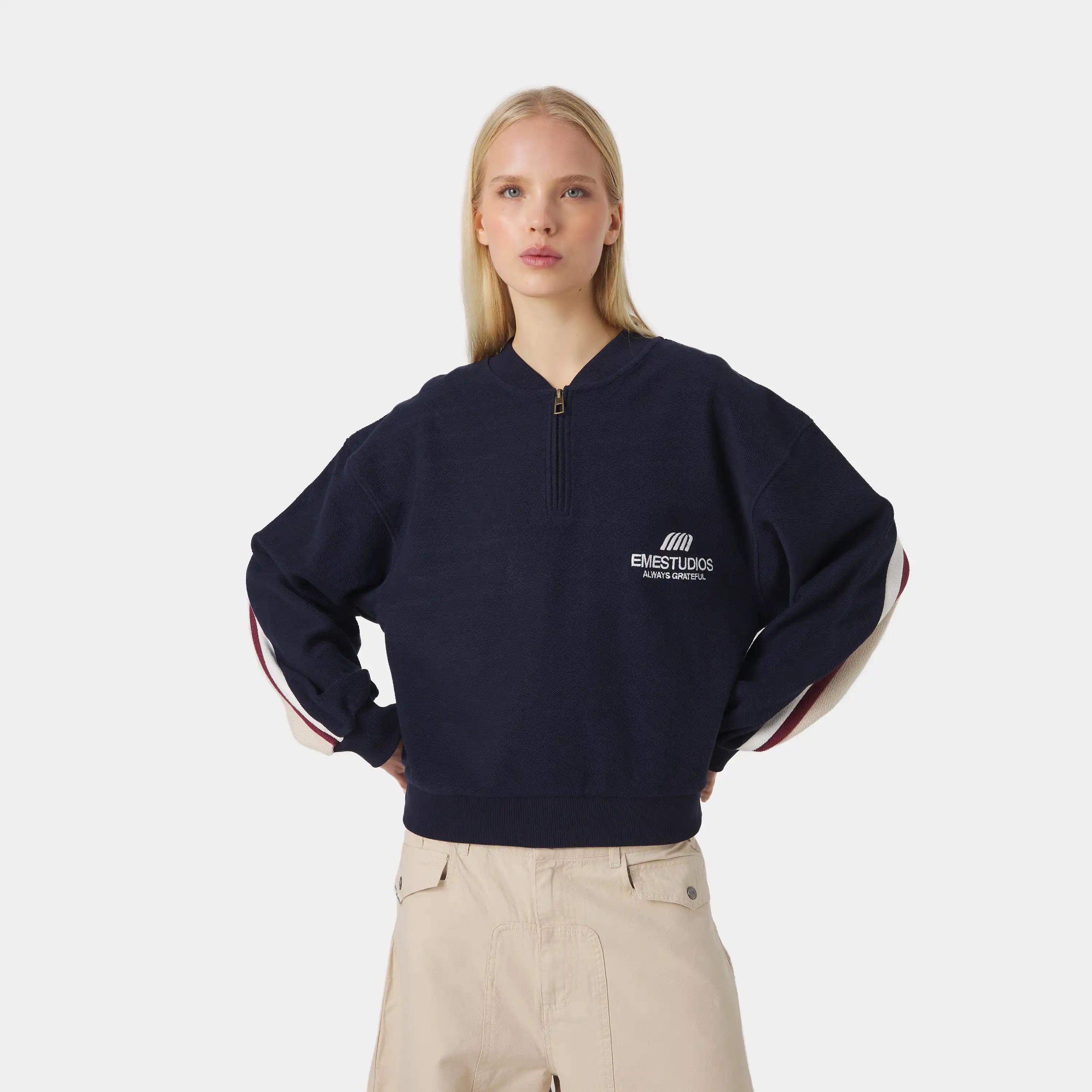 Vanguard Navy Half Zip Sweatshirts Eme Studios