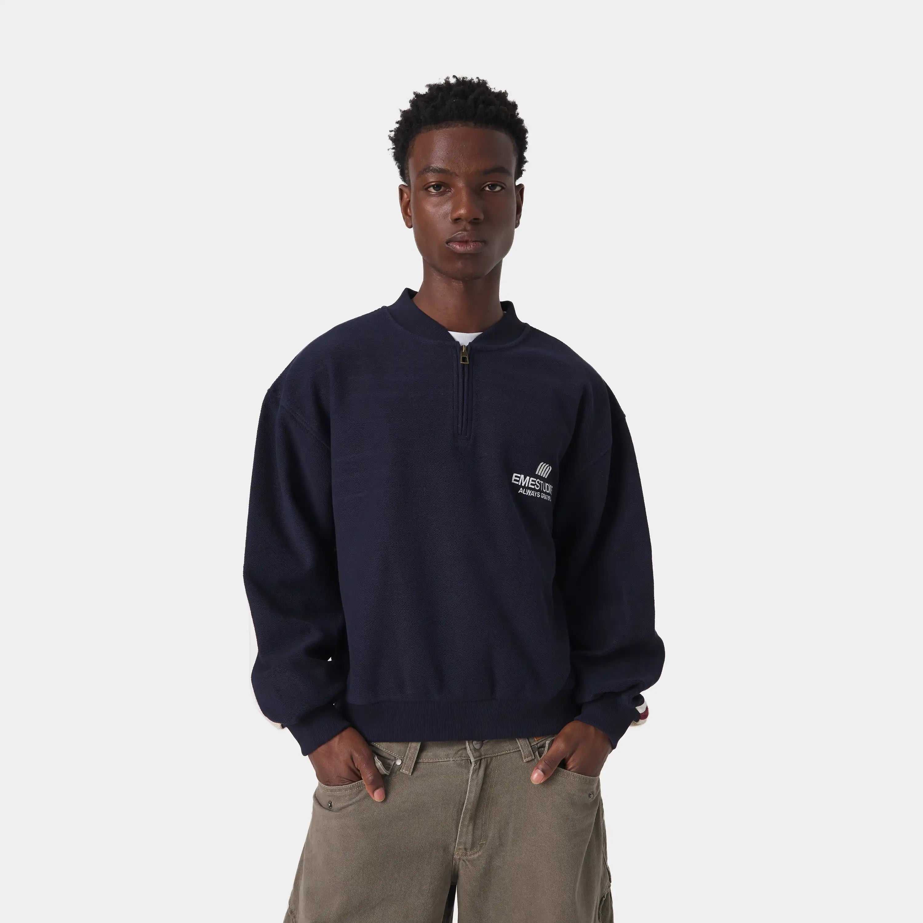 Vanguard Navy Half Zip Sweatshirts Eme Studios