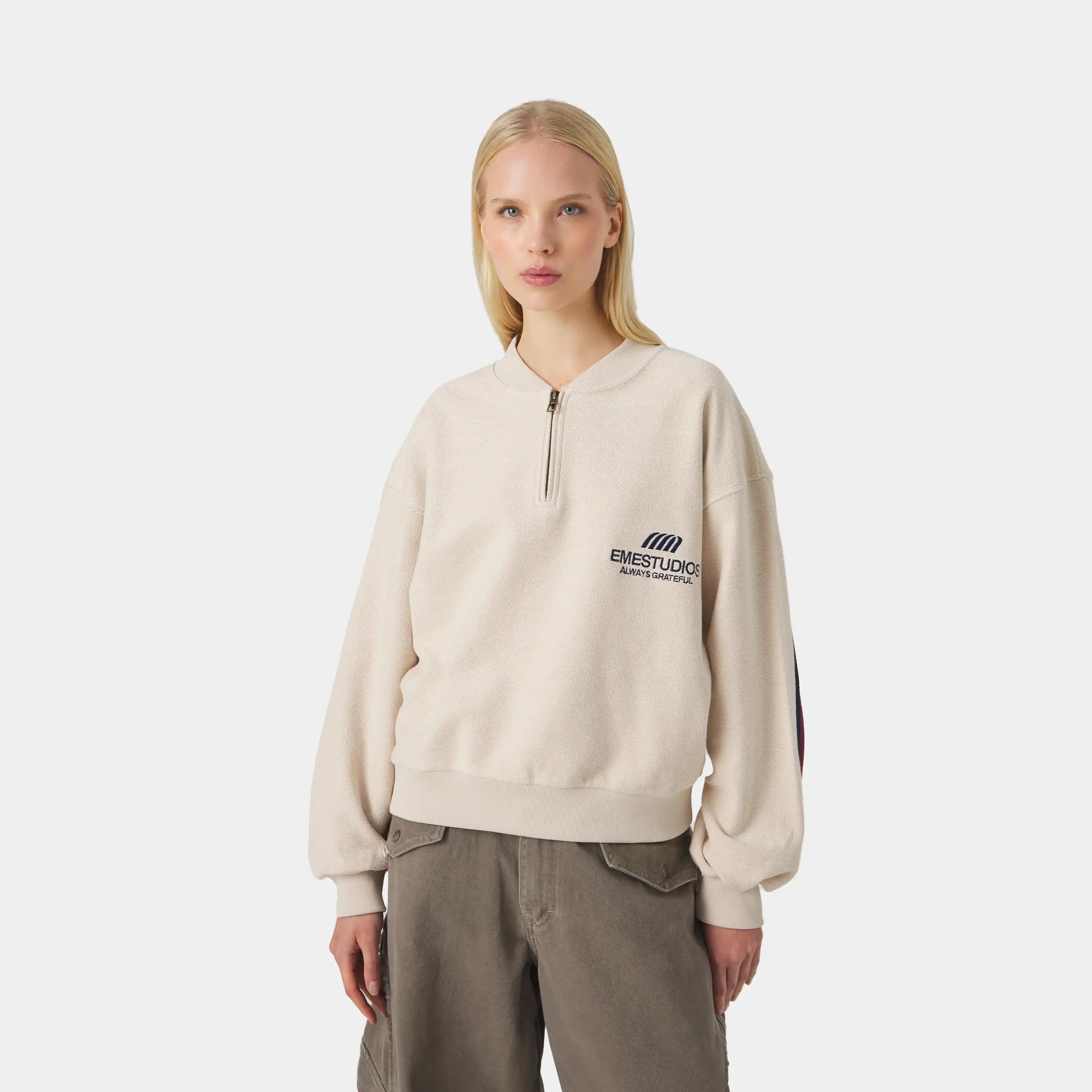 Vanguard Off Sand Half Zip Sweatshirts Eme Studios