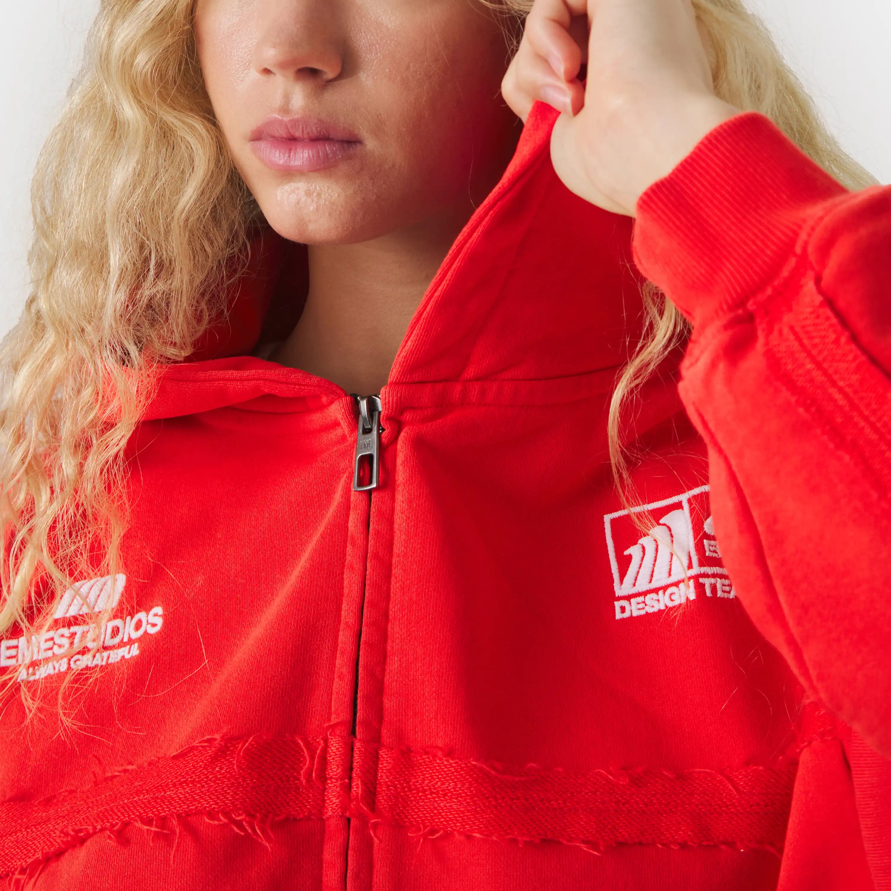 Gummy Poppy Red Cropped Full Zip Hoodies Eme Studios