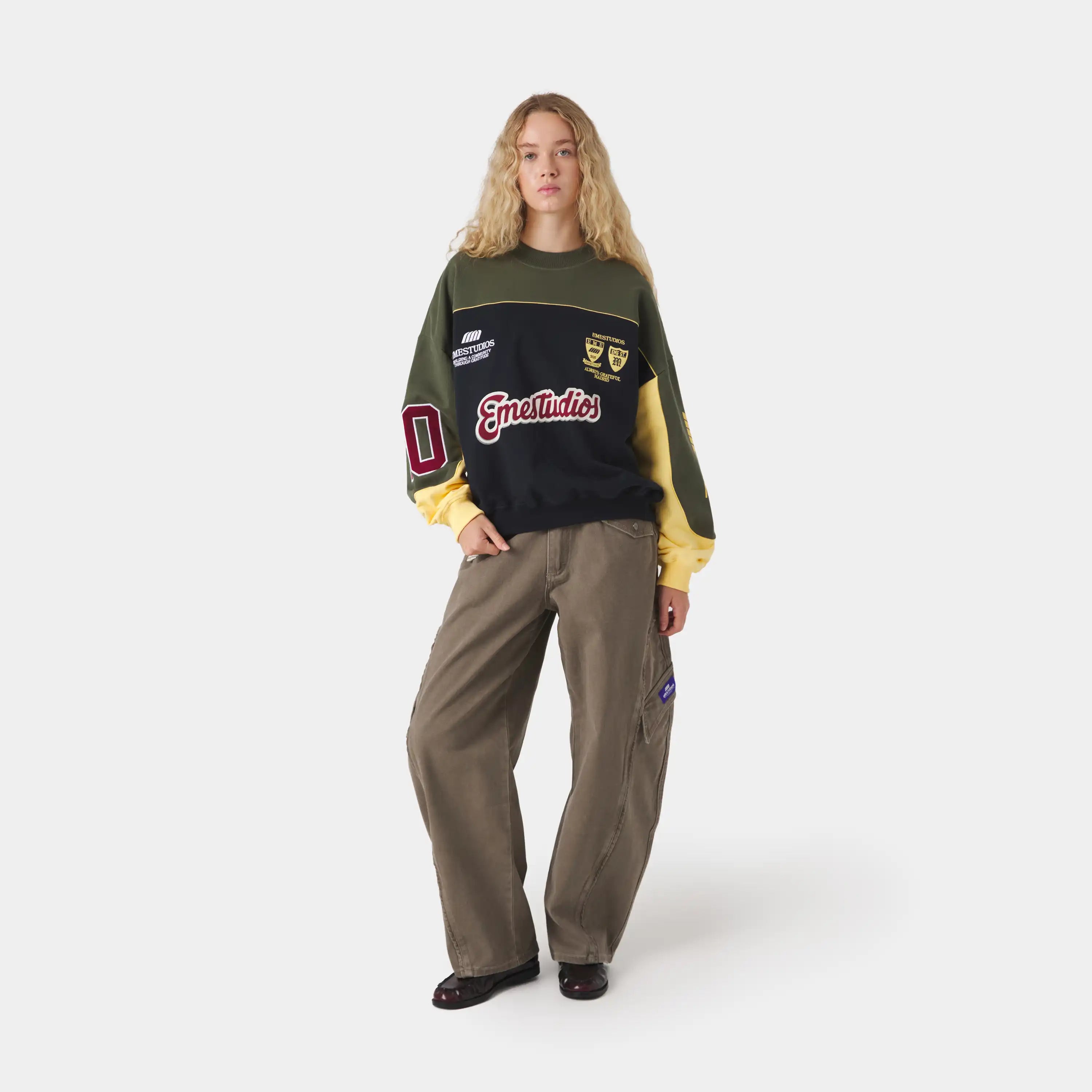 Campus Navy Oversized Crewneck Sweatshirts Eme Studios