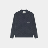 Grid Navy Cable Knit Sweater Knitwear Eme Studios