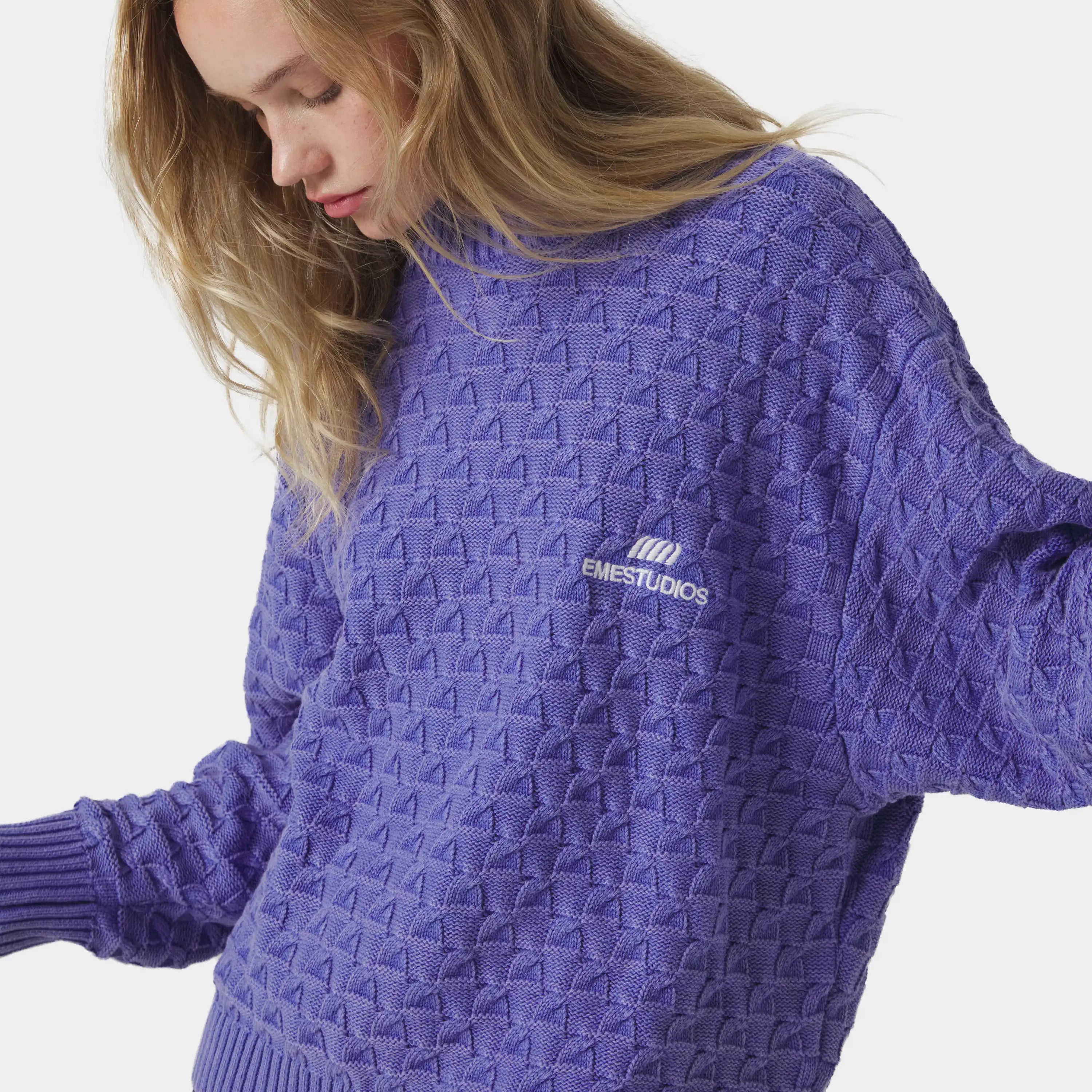 Grid Lucent Cable Knit Sweater Knitwear Eme Studios