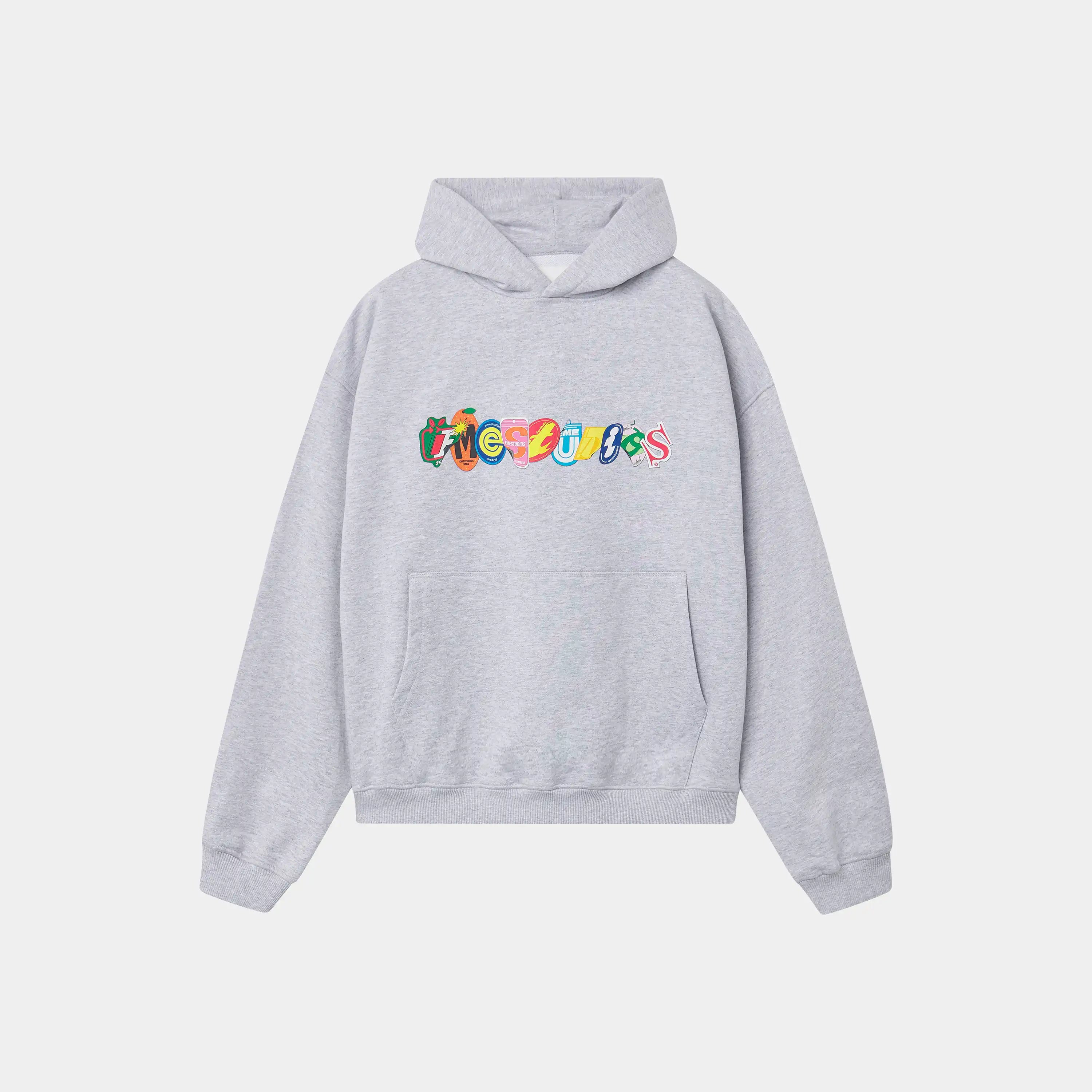 Stickers Grey Oversized Hoodie