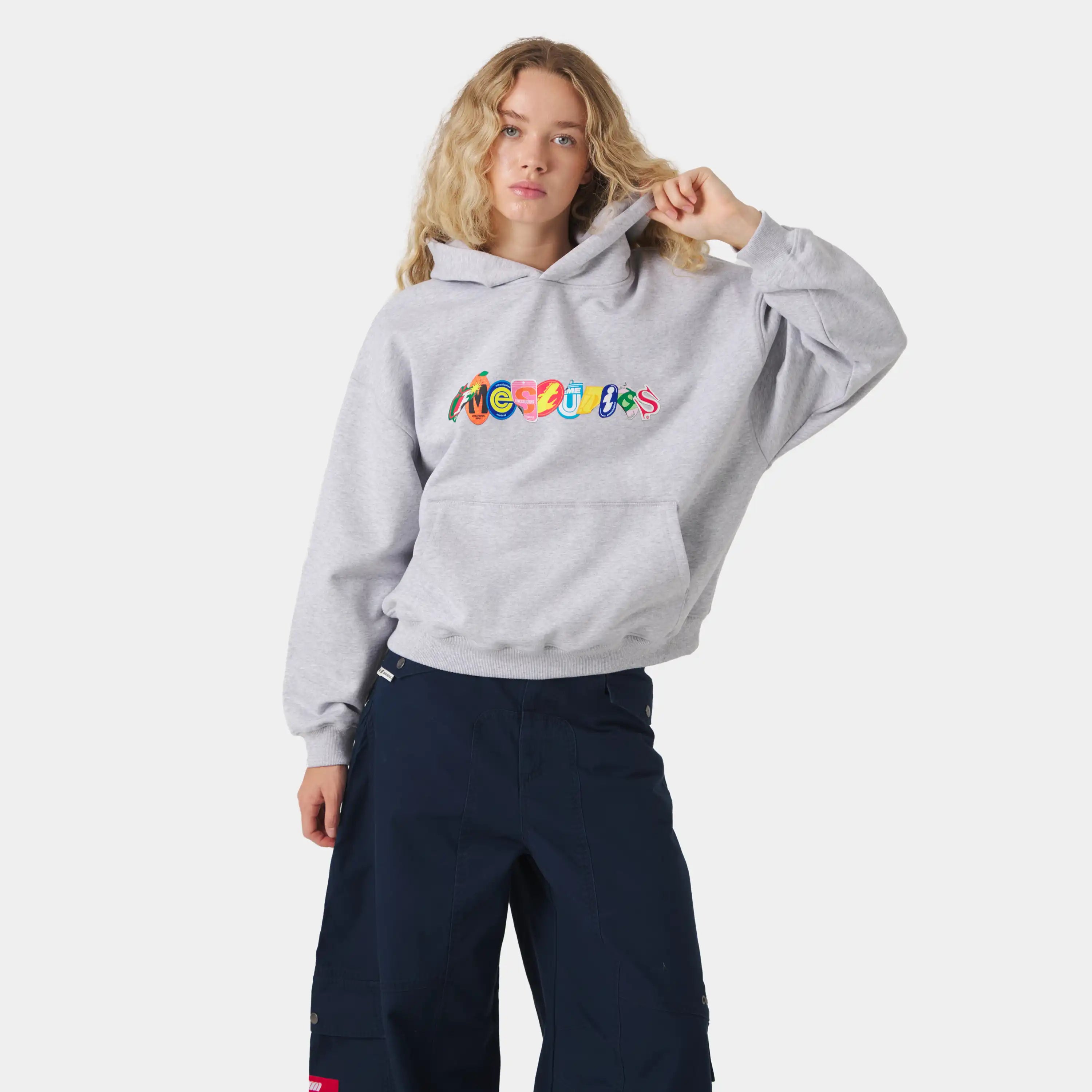 Stickers Grey Oversized Hoodie Hoodies Eme Studios