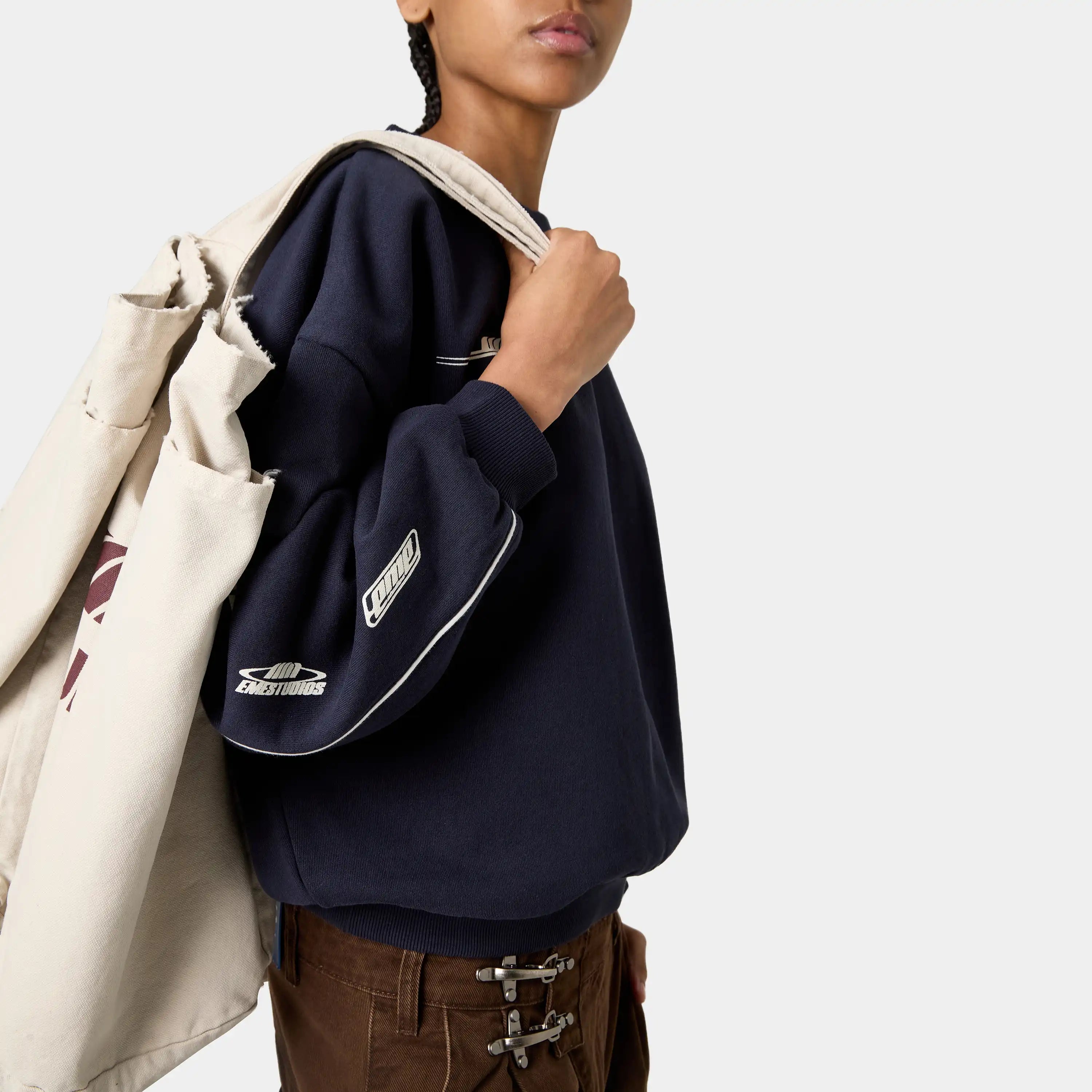 Zenit Navy Oversized Crewneck Sweatshirts Eme Studios