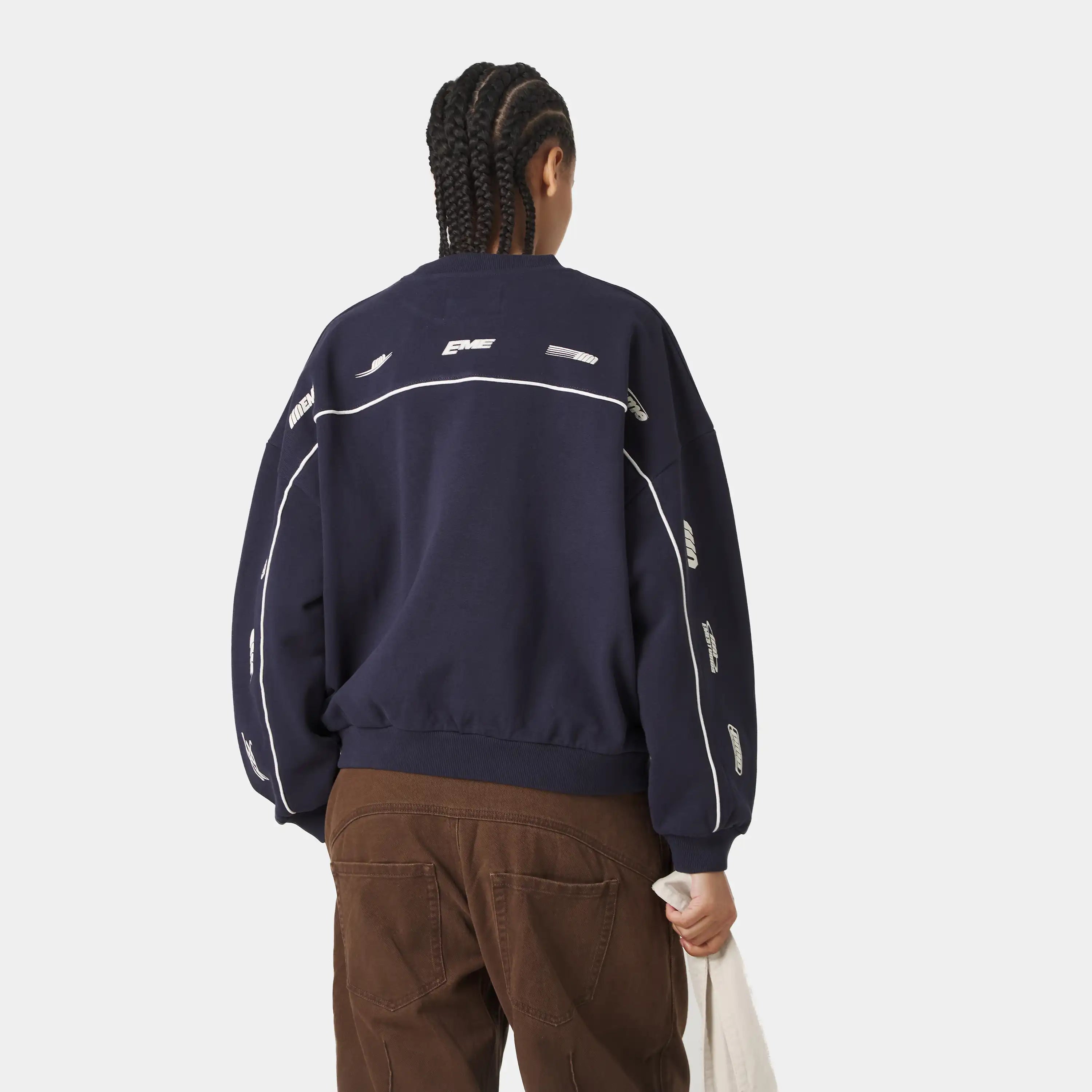 Zenit Navy Oversized Crewneck Sweatshirts Eme Studios