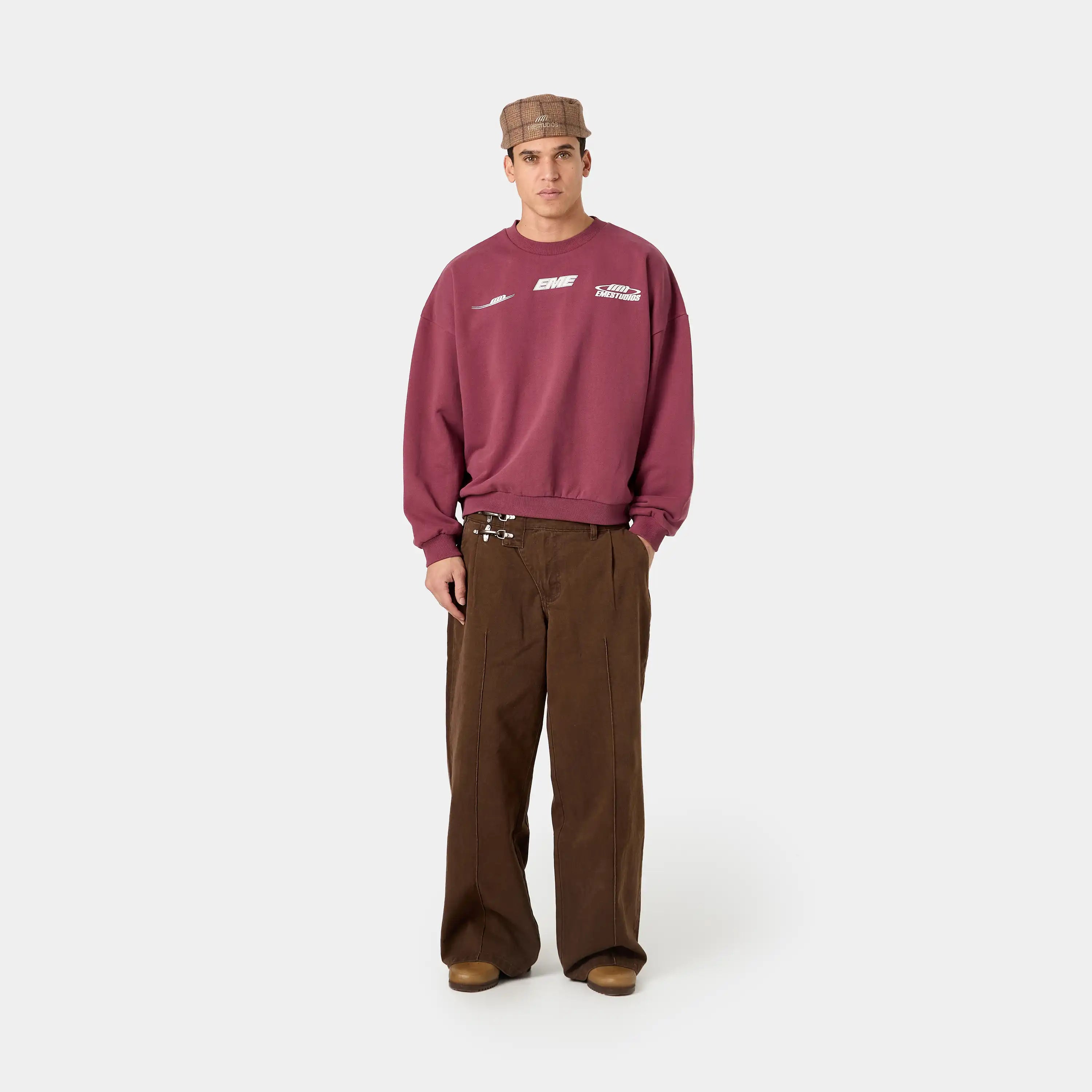 Zenit Burgundy Oversized Crewneck Sweatshirts Eme Studios