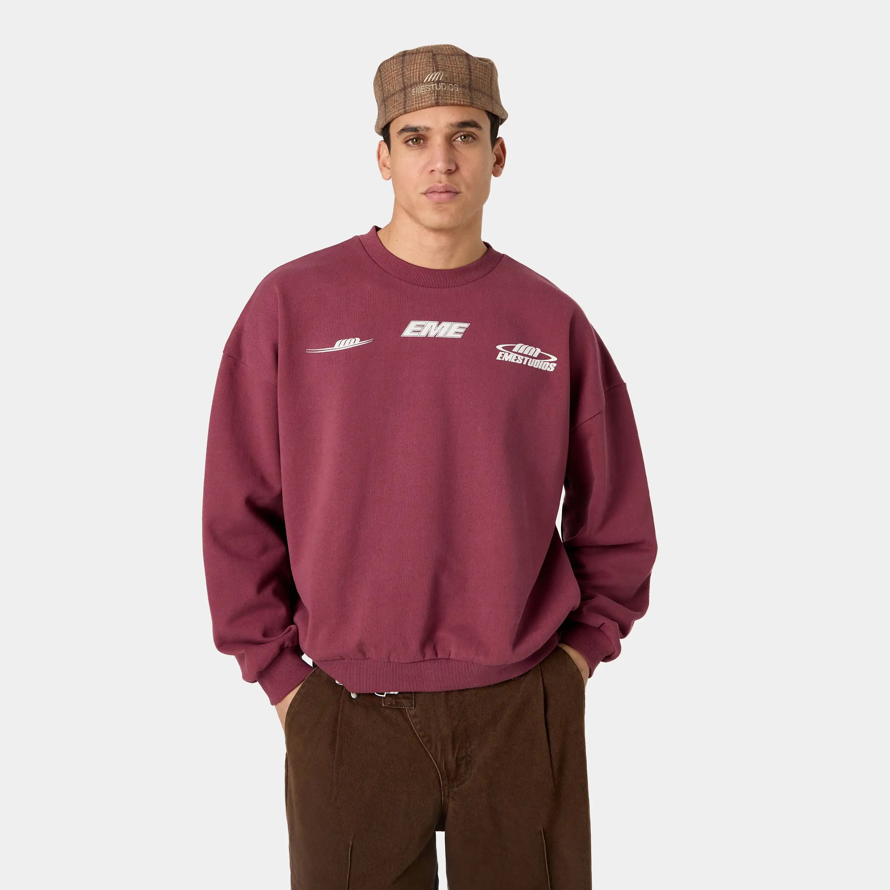 Zenit Burgundy Oversized Crewneck Sweatshirts Eme Studios