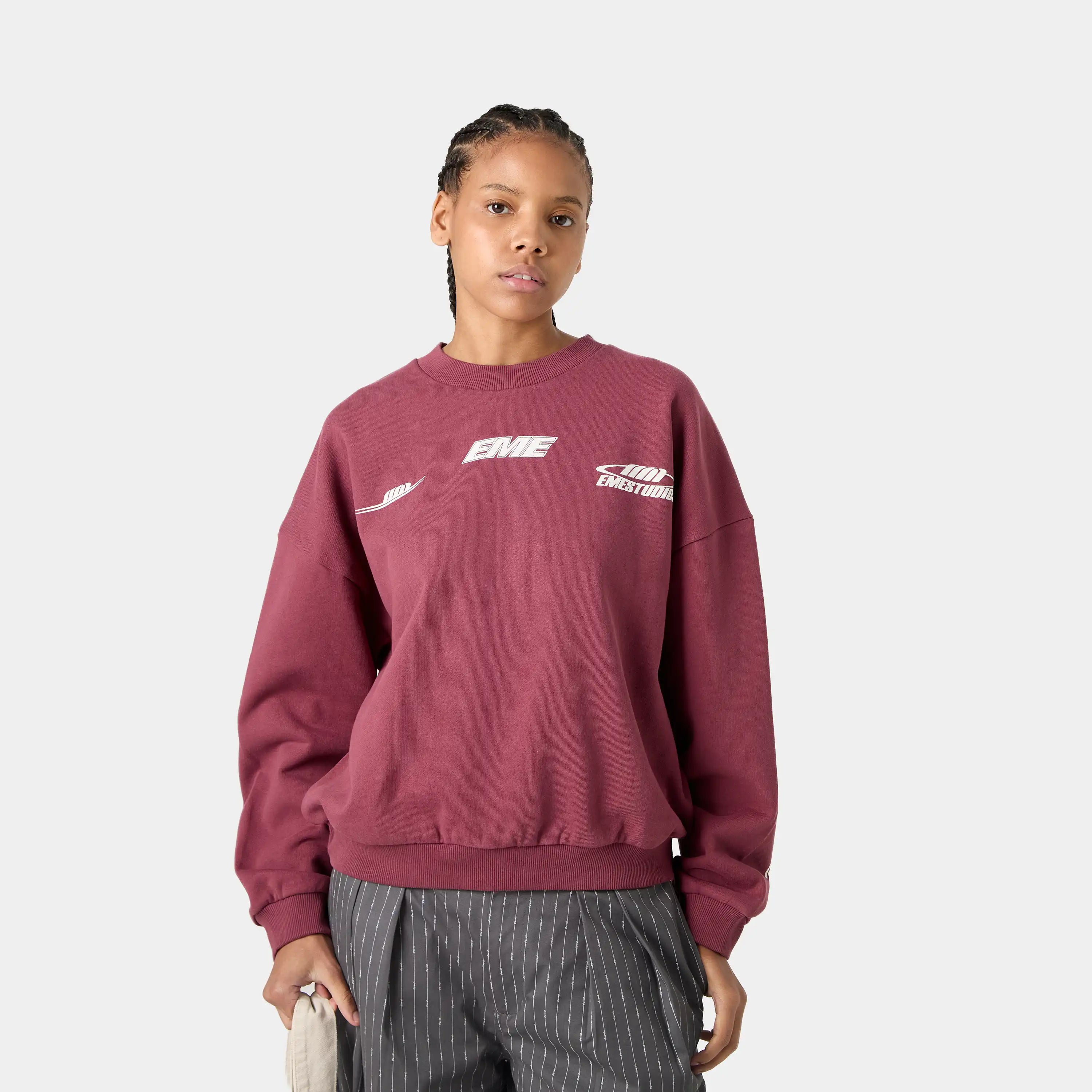 Zenit Burgundy Oversized Crewneck Sweatshirts Eme Studios